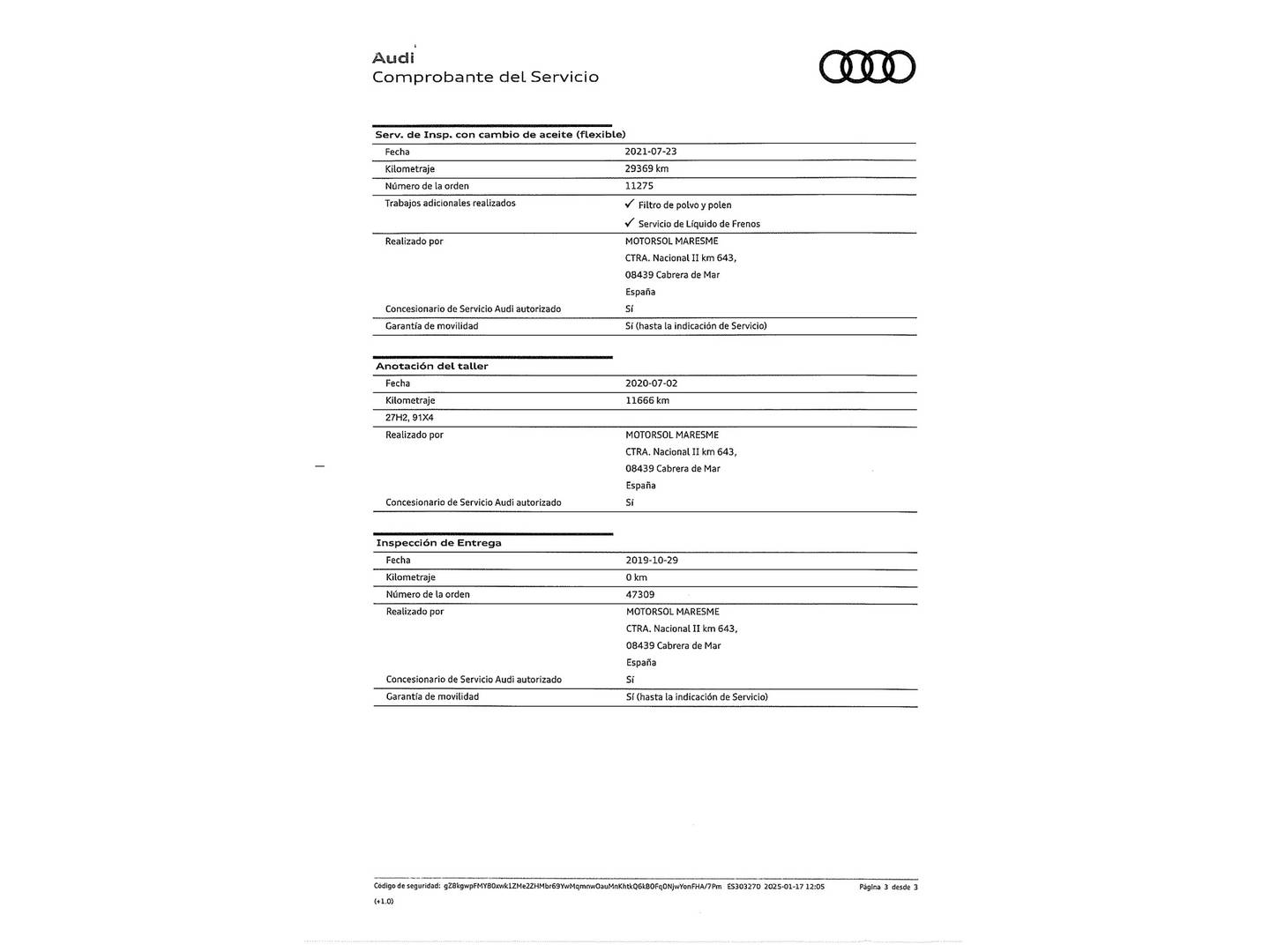 Foto del mantenimiento del Audi A6 Audi A6 Sport 45 TFSI ultra quattro (245 CV) S tronic Pack S-Line