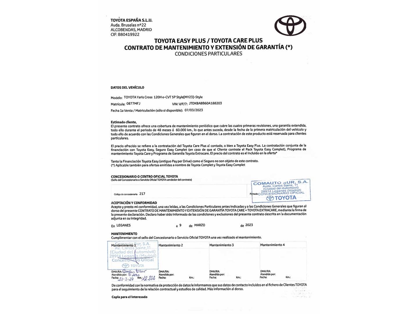 Foto del mantenimiento del Toyota Yaris Cross Toyota Yaris Cross 120H Style (116 CV)
