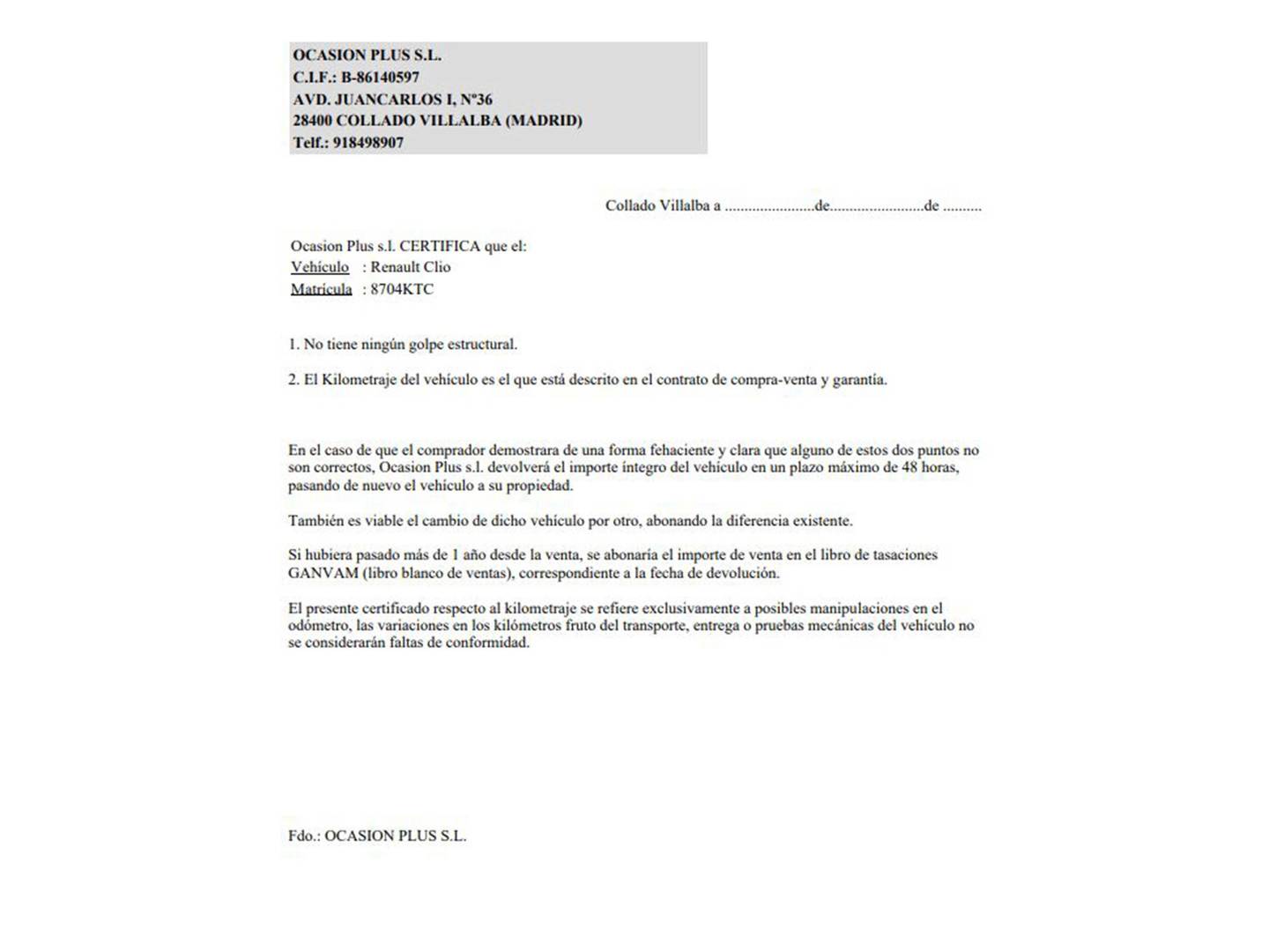 Foto del certificado del Renault Clio Renault Clio Zen Energy TCe (90 CV)
