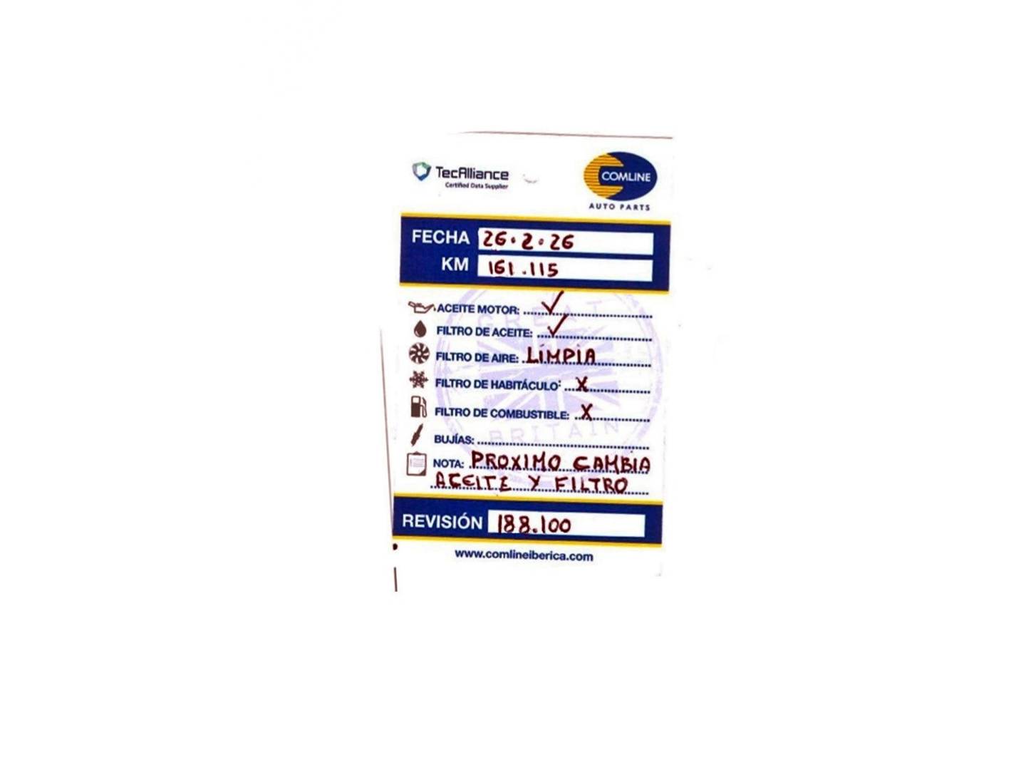 Foto del mantenimiento del Chevrolet Cruze Chevrolet Cruze 1.6 LT (124 CV)
