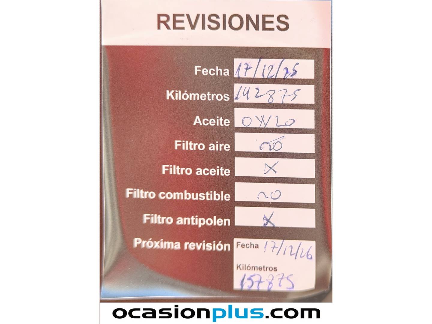 Foto del mantenimiento del Subaru XV Subaru XV 1.6 Sport Auto (114 CV) GLP