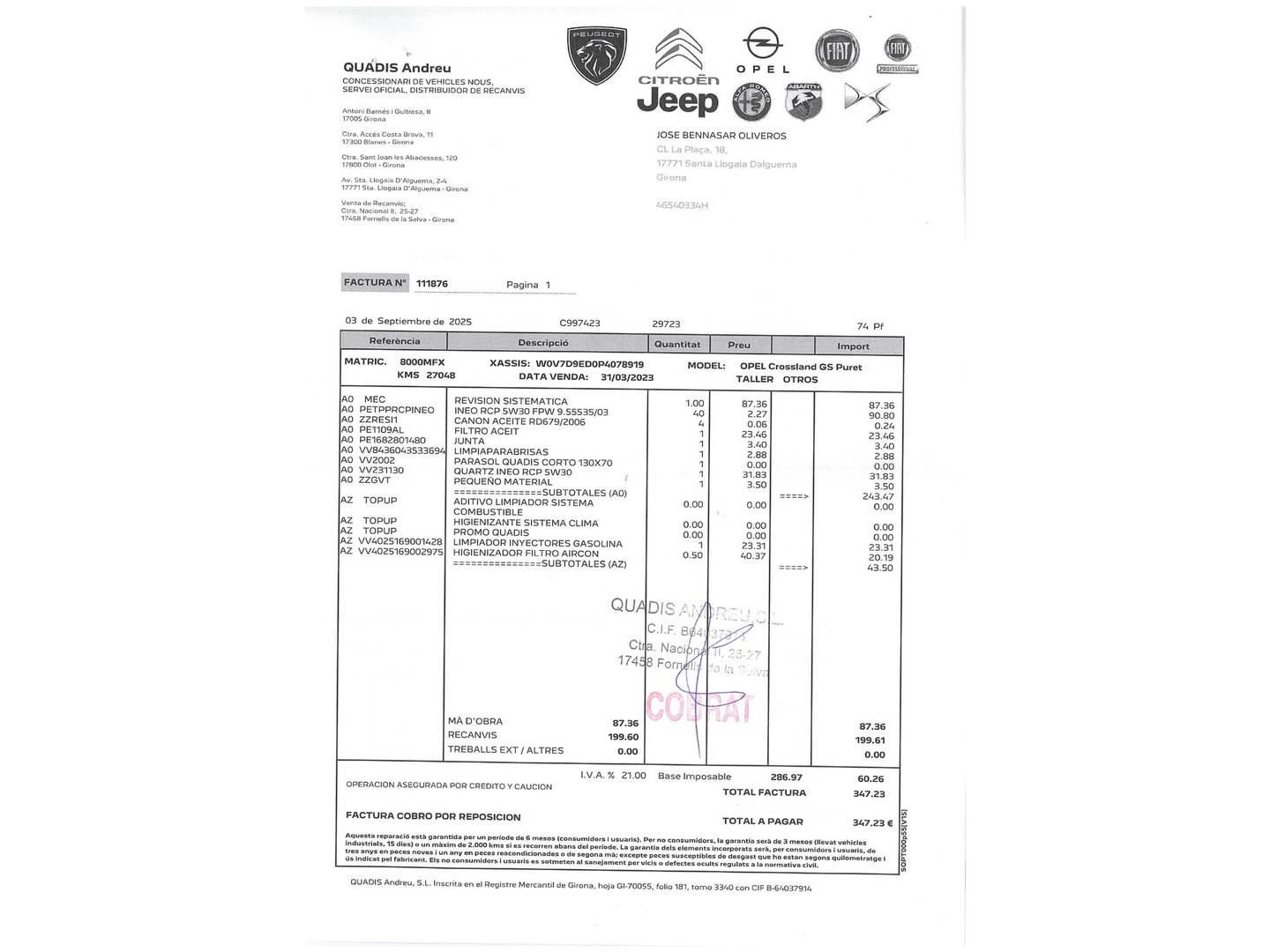 Foto del mantenimiento del Peugeot 5008 Peugeot 5008 BlueHDI 120 S&S GT Line (120 CV) 7 Plazas