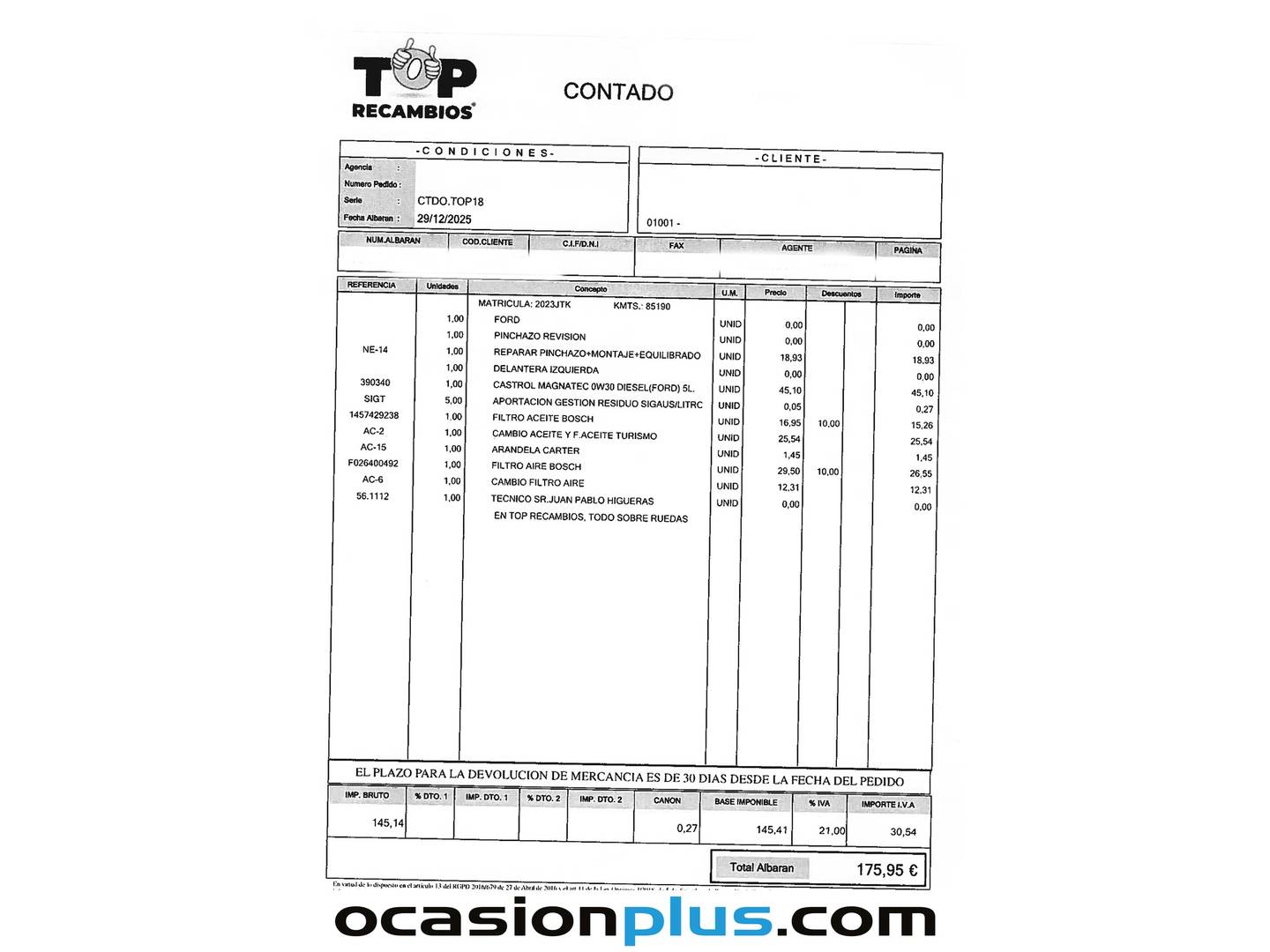 Foto del mantenimiento del Ford Focus Ford Focus 1.5TDCi Titanium (120 CV)