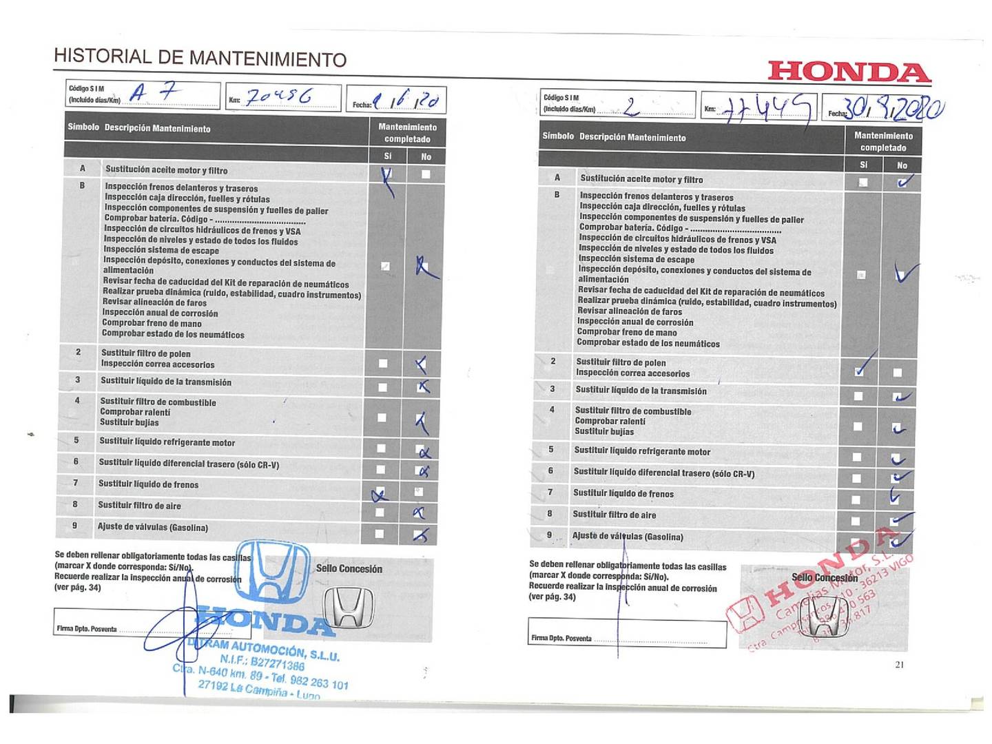 Foto del mantenimiento del Honda Civic Honda Civic 1.5 I-VTEC Turbo Sport (182 CV)
