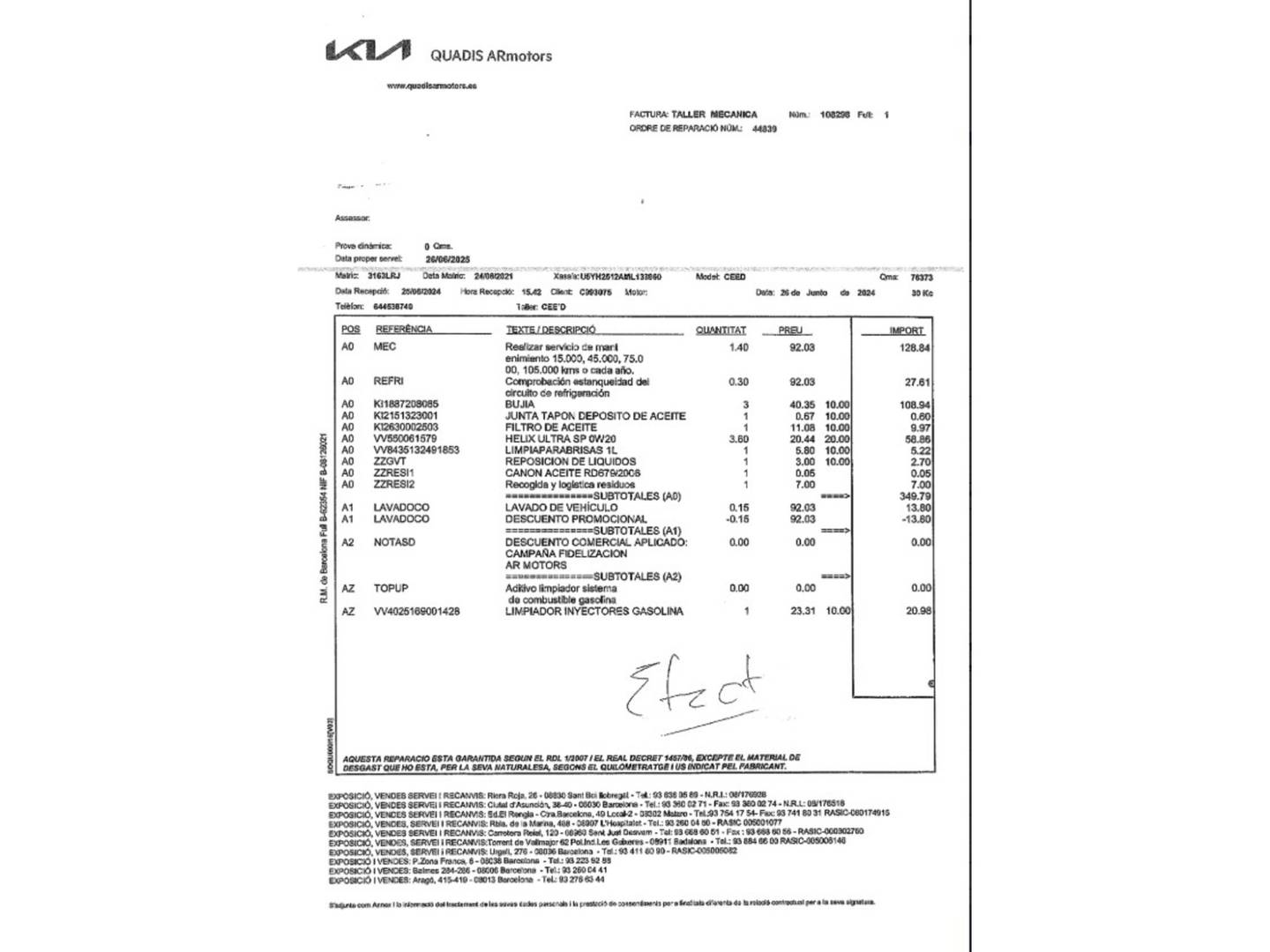 Foto del mantenimiento del KIA Ceed KIA Ceed 1.0 T-GDi Drive  (120 CV)