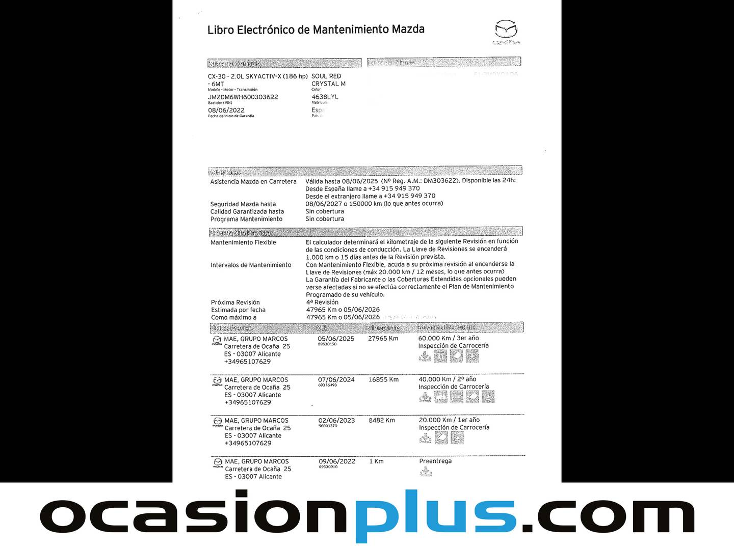 Foto del mantenimiento del Mazda CX-30 Mazda CX-30 2.0 Skyactiv-X Evolution 2WD (186 CV)
