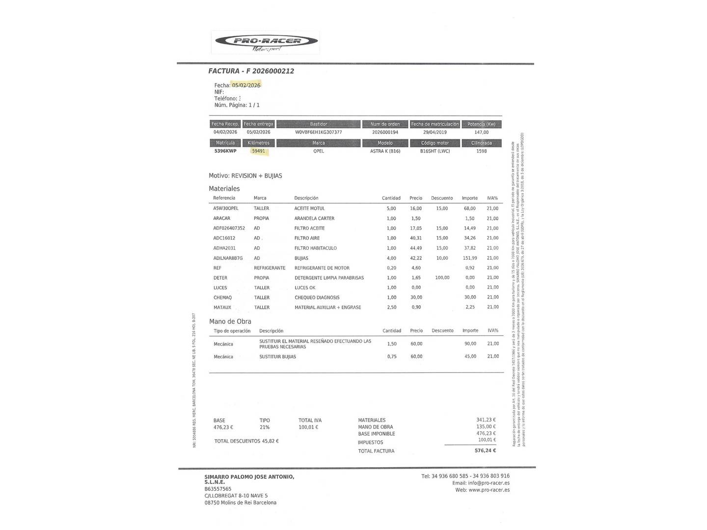 Foto del mantenimiento del Opel Astra Opel Astra 1.6 Turbo S&S GSi Line (200 CV)