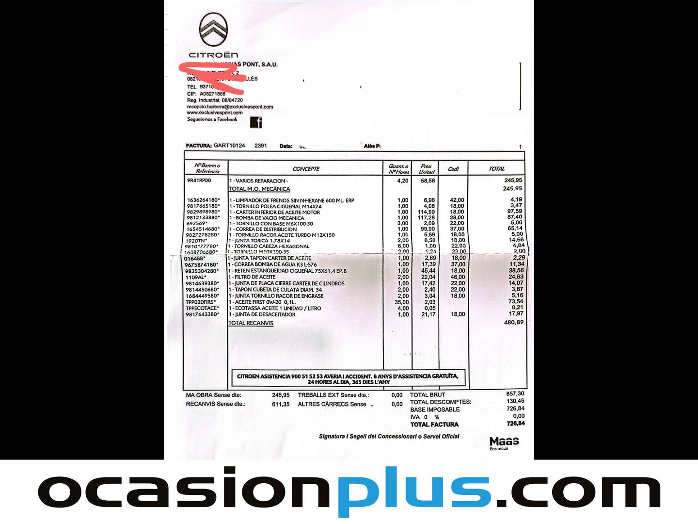Foto del mantenimiento del Citroën Grand C4 Spacetourer Citroën Grand C4 Spacetourer PureTech (130CV) S&S EAT8 Shine 7 PLAZAS