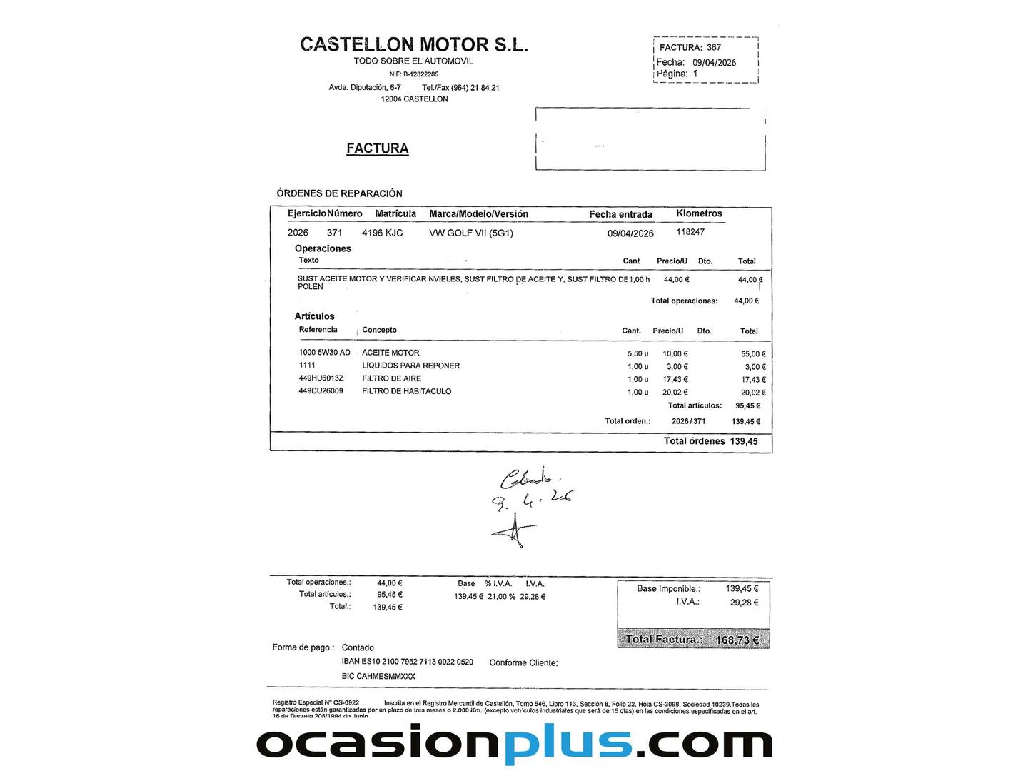 Foto del mantenimiento del Volkswagen Golf Volkswagen Golf GTI 2.0 TSI (230 CV) DSG