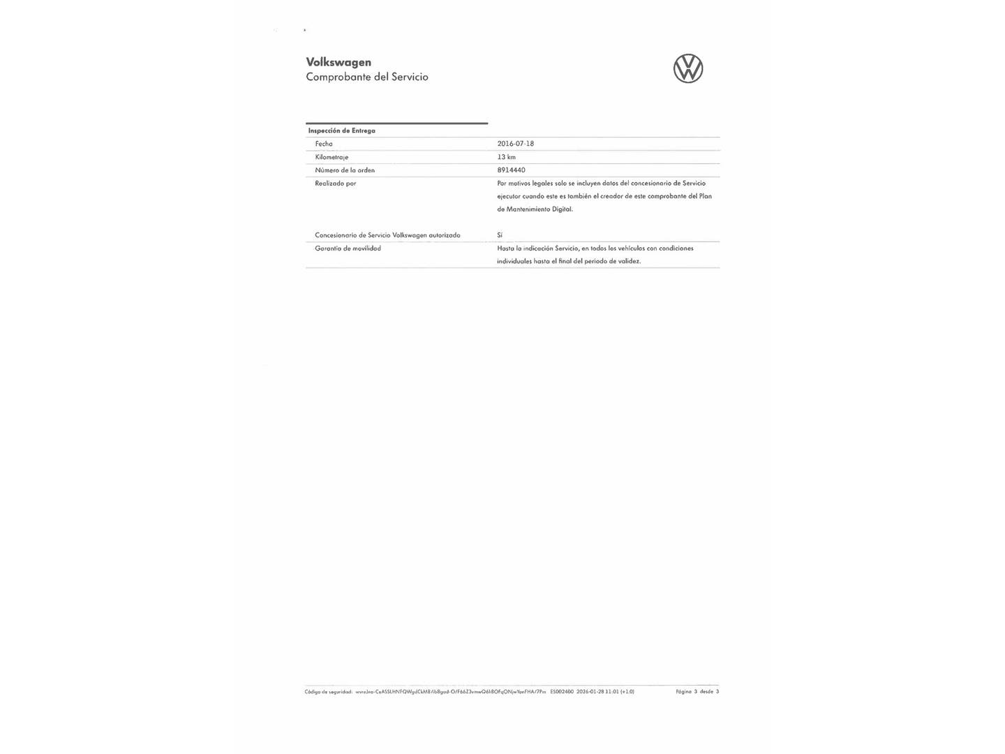 Foto del mantenimiento del Volkswagen Golf Volkswagen Golf Special Edition 1.2 TSI BMT (110 CV)