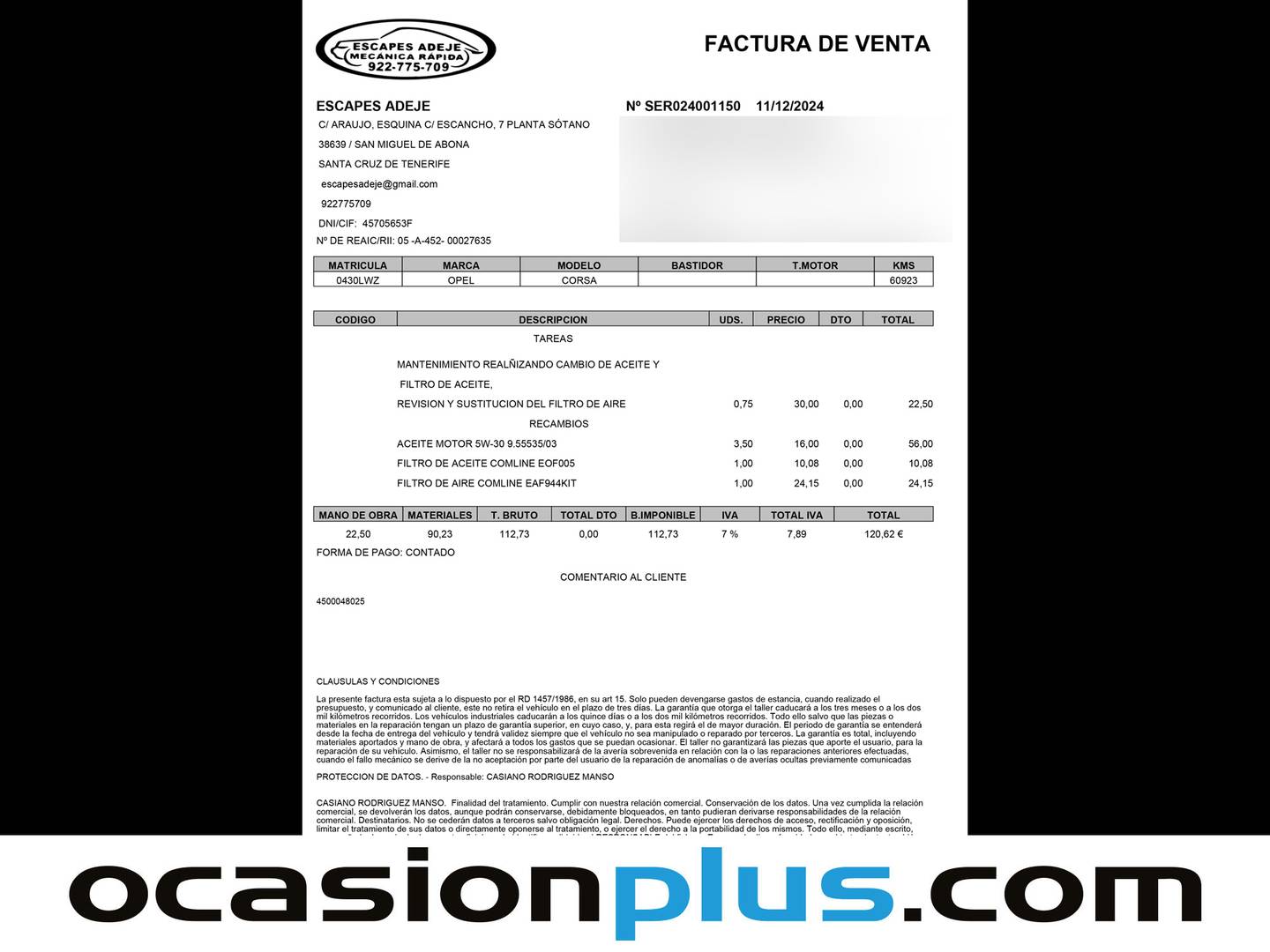 Foto del mantenimiento del Opel Corsa Opel Corsa 1.2 Turbo XHT GS-Line Auto (130 CV)