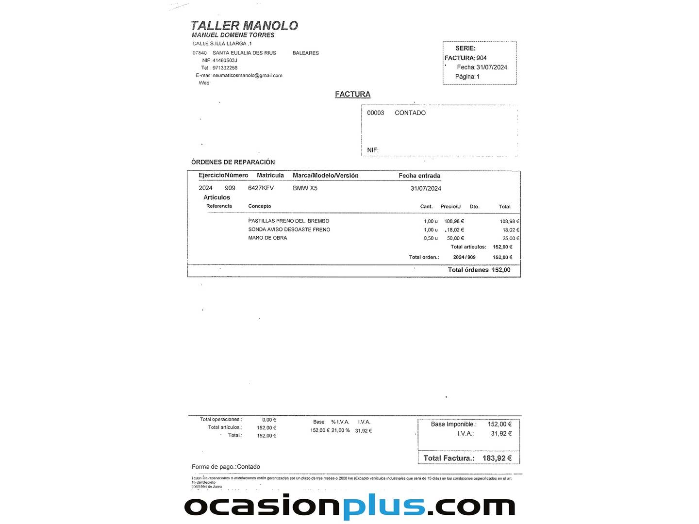Foto del mantenimiento del BMW X5 BMW X5 xDrive30d (258 CV) 7 Plazas
