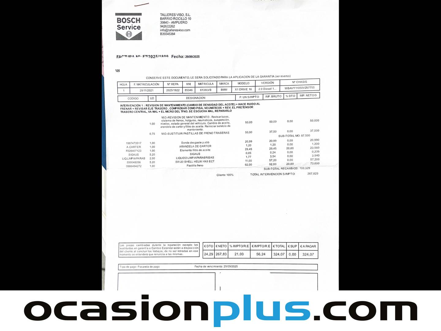 Foto del mantenimiento del BMW X1 BMW X1 sDrive16d (116 CV)