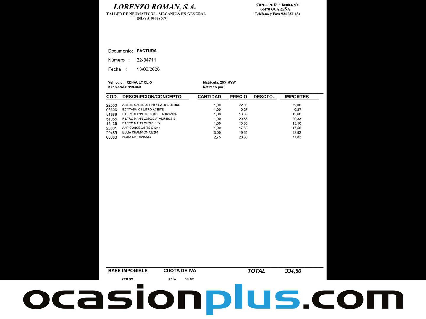 Foto del mantenimiento del Renault Clio Renault Clio Business TCe (90 CV) GLP