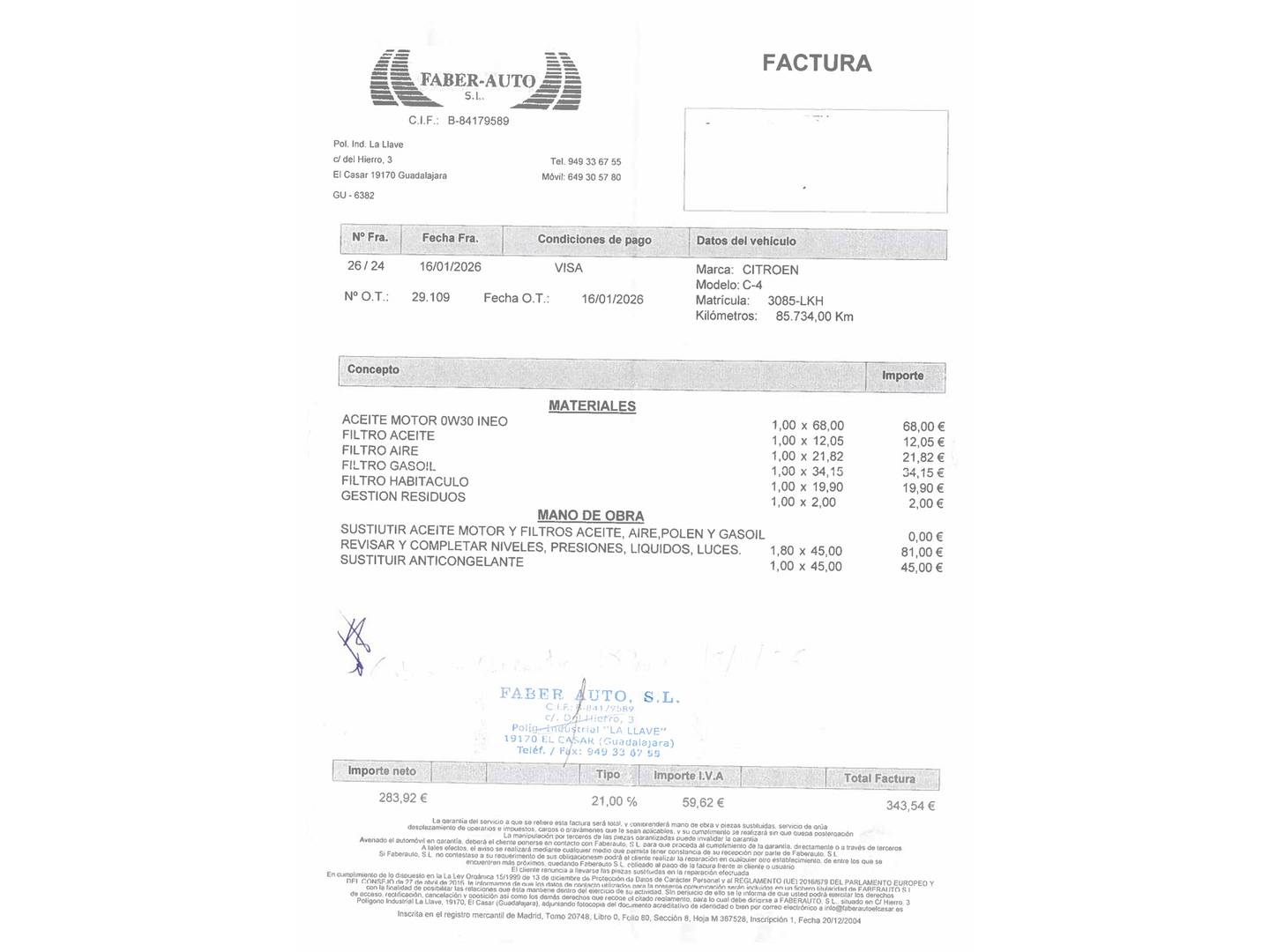 Foto del certificado del Citroën C-Elysée Citroën C-Elysee BlueHDi 100 Shine (102 CV)