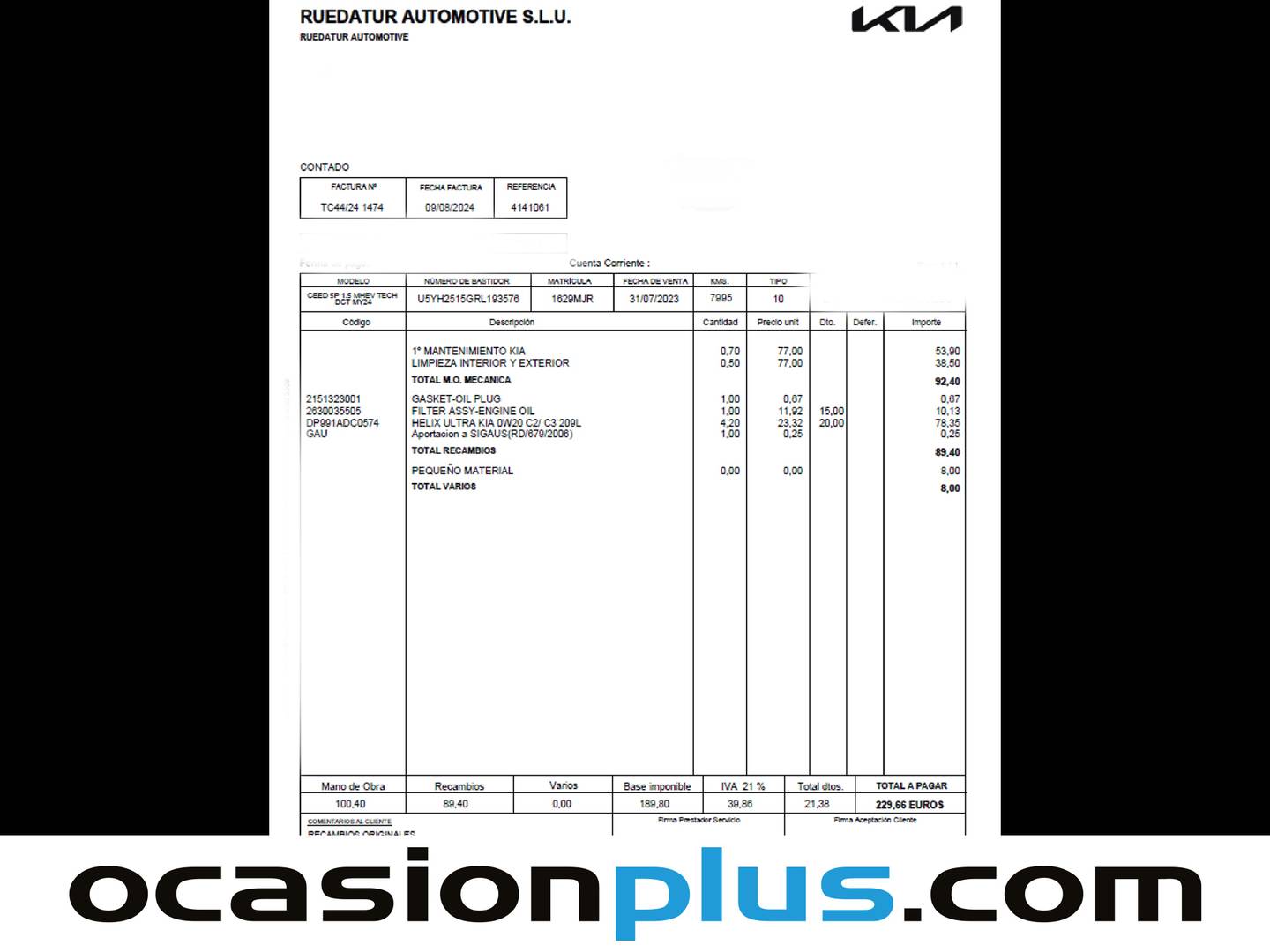 Foto del mantenimiento del KIA Ceed KIA Ceed 1.5 MHEV Tech DCT (160 CV)