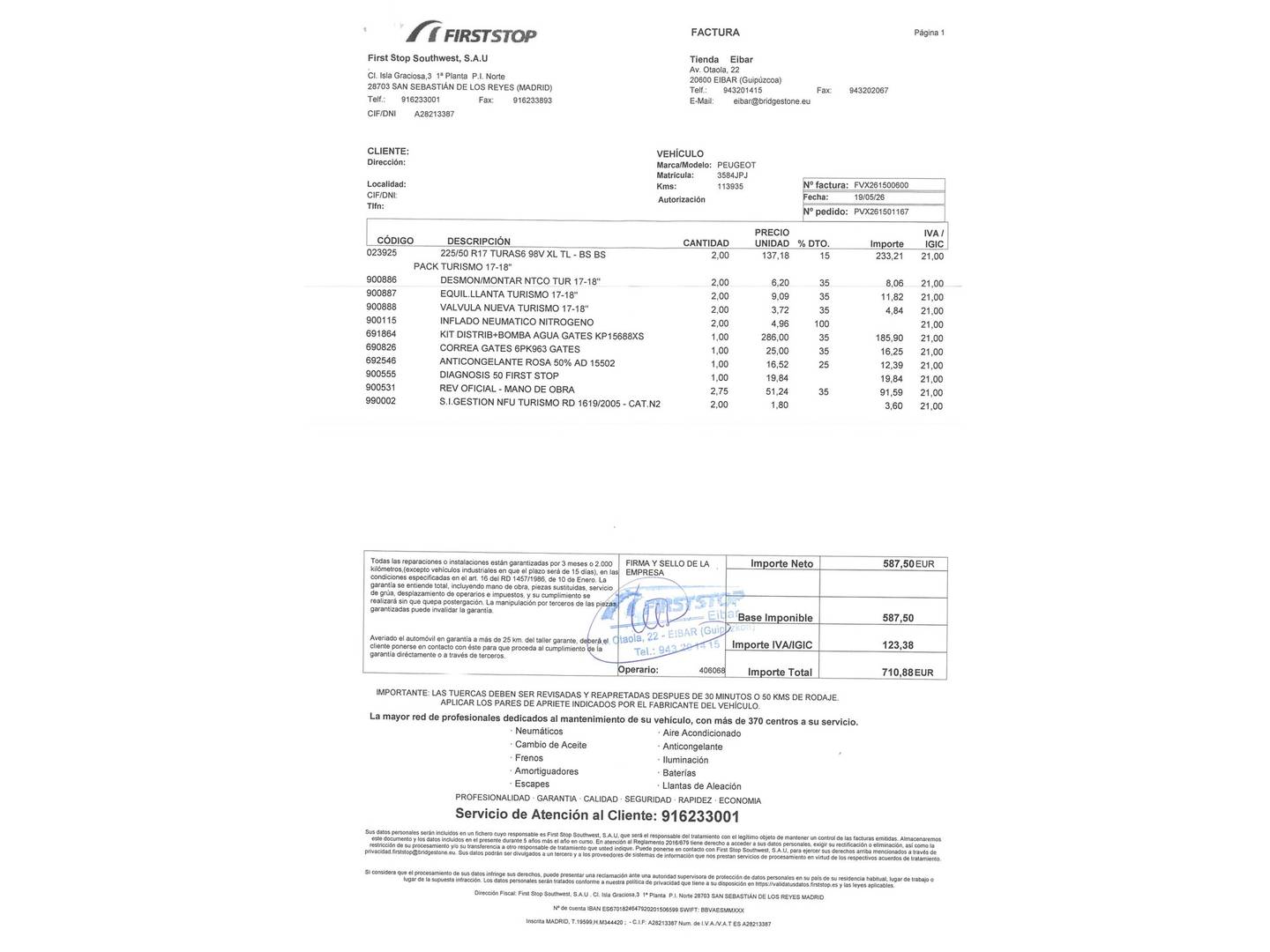 Foto del mantenimiento del Peugeot 3008 Peugeot 3008 1.6 BlueHDI FAP Style (120 CV)