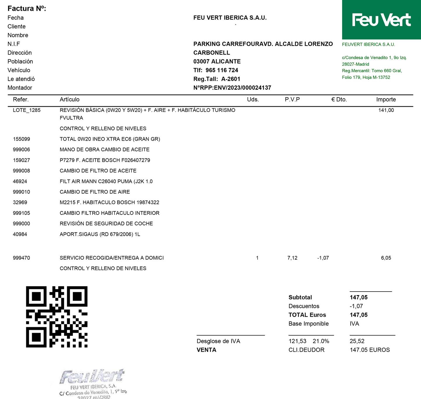 Foto del mantenimiento del Ford Puma Ford Puma 1.0 EcoBoost MHEV Titanium Design (125 CV)