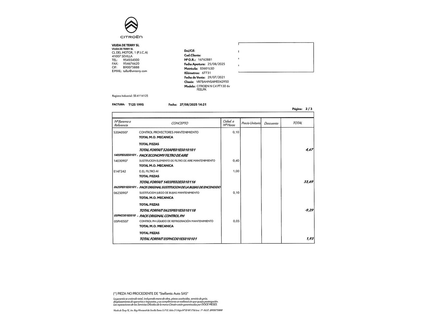 Foto del mantenimiento del Citroën C4 Citroën C4 PureTech 130 S&S 6v Feel Pack (130 CV)