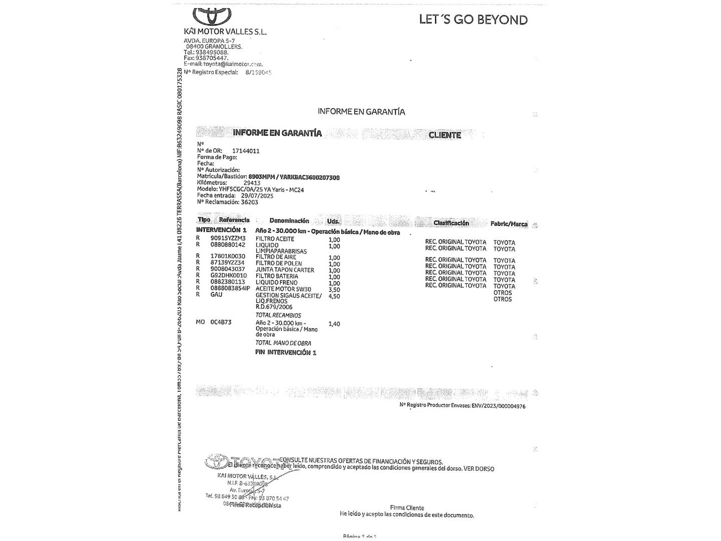Foto del mantenimiento del Toyota Yaris Toyota Yaris 1.5 120H Style Plus (116 CV)
