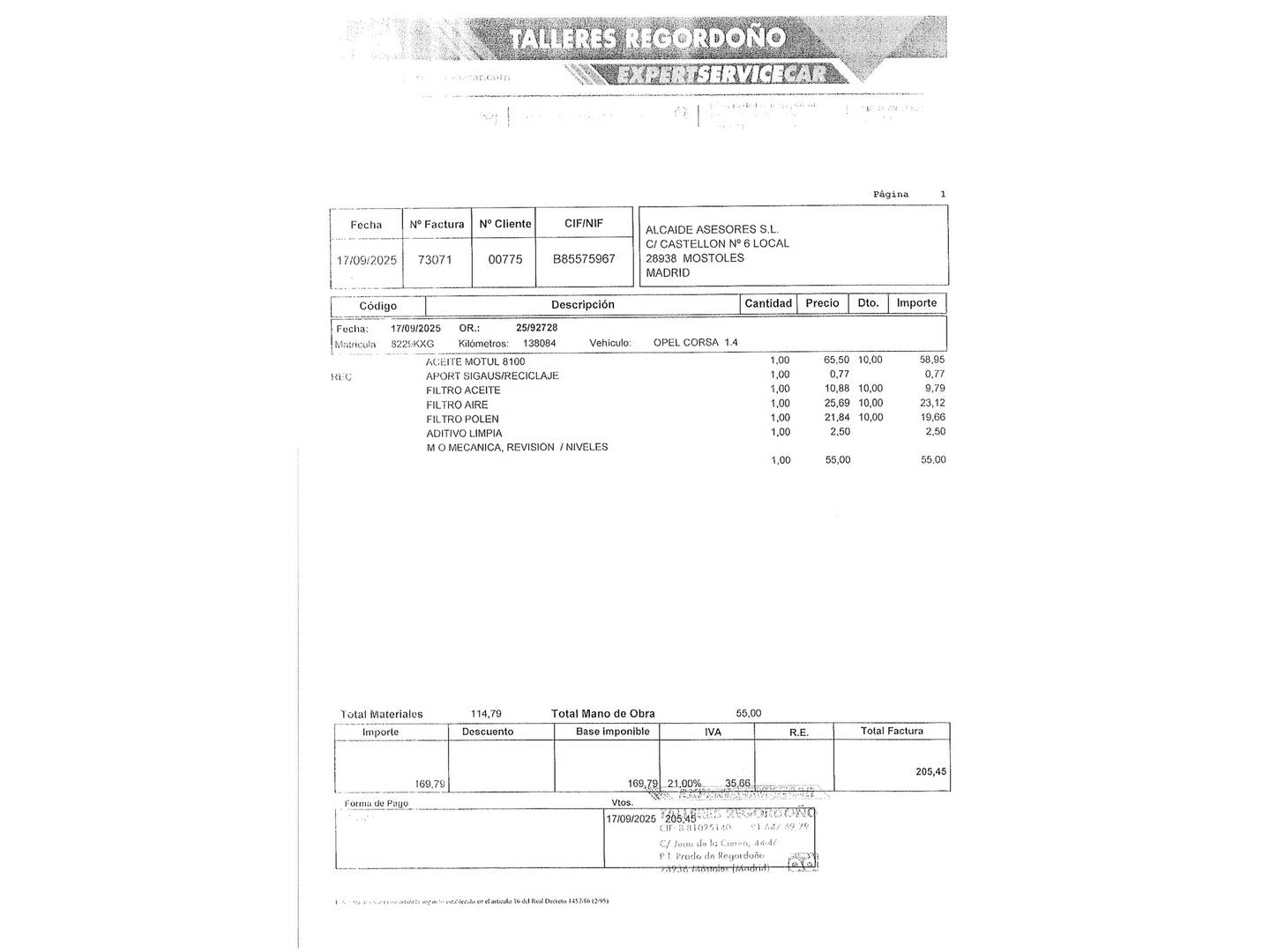 Foto del mantenimiento del Opel Corsa Opel Corsa Corsa 1.4 GLP Design Line (90 CV)