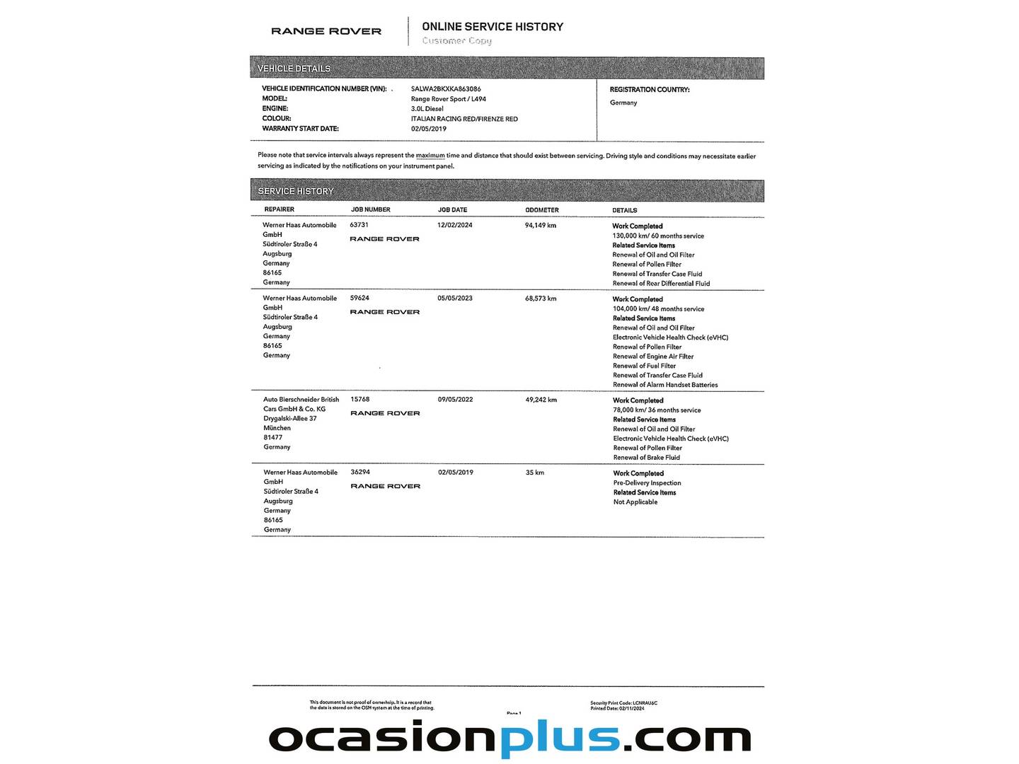 Foto del mantenimiento del Land Rover Range Rover Sport Land Rover Range Rover Sport 3.0 SDV6 Autobiography Dynamic Auto (306 CV)