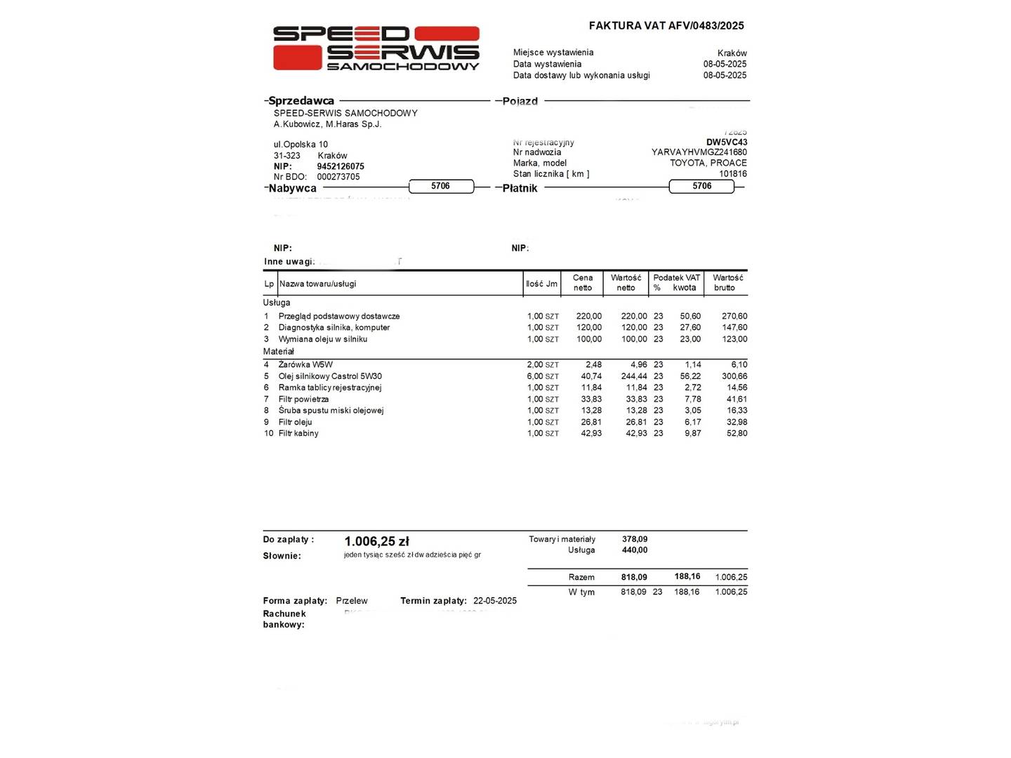 Foto del mantenimiento del Toyota Proace Verso Toyota Proace Verso 1.5D Shuttle VX L2 (120 CV) 9 plazas