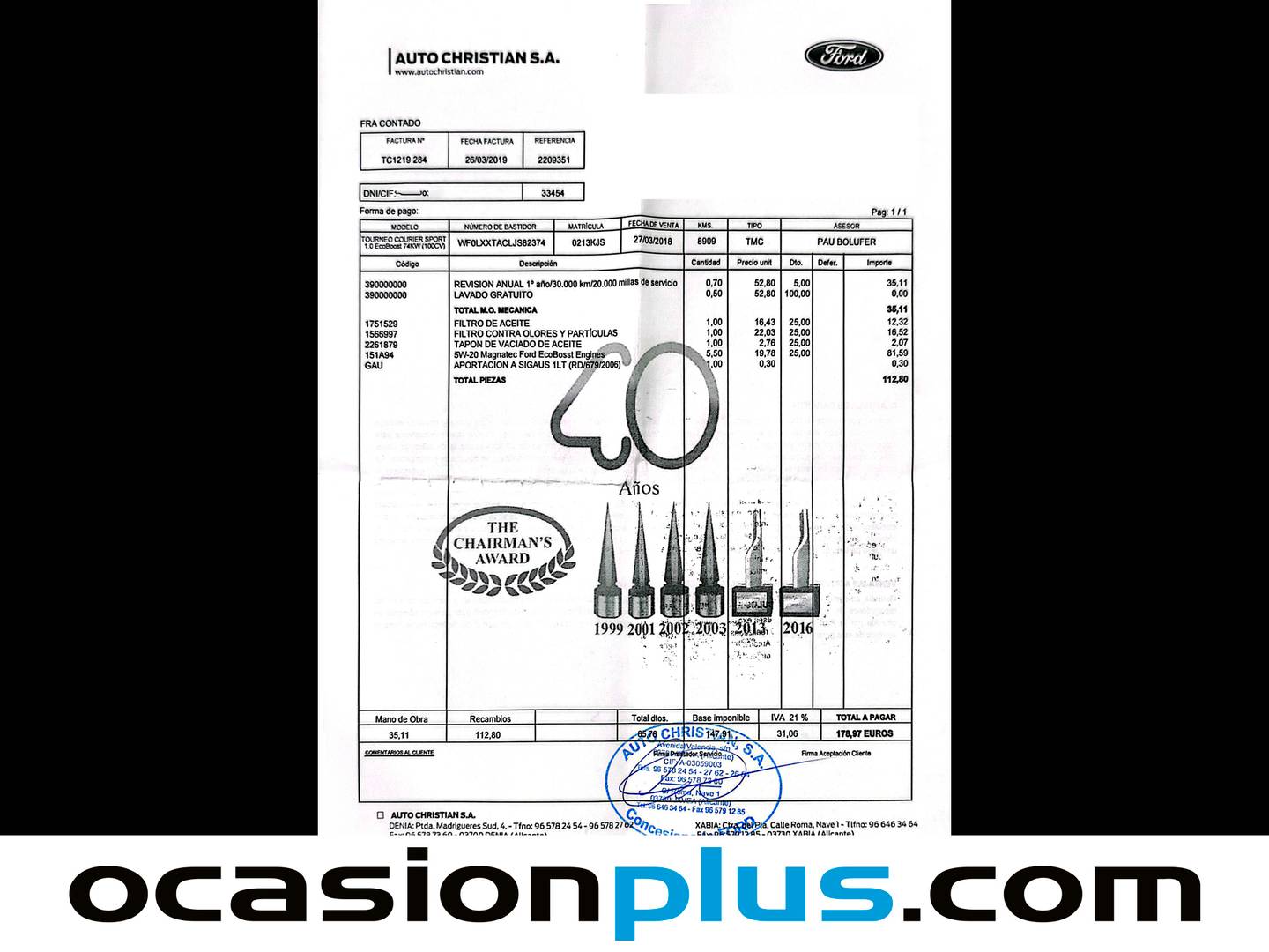 Foto del mantenimiento del Ford Tourneo Courier Ford Tourneo Courier 1.0 EcoBoost Sport (100 CV)