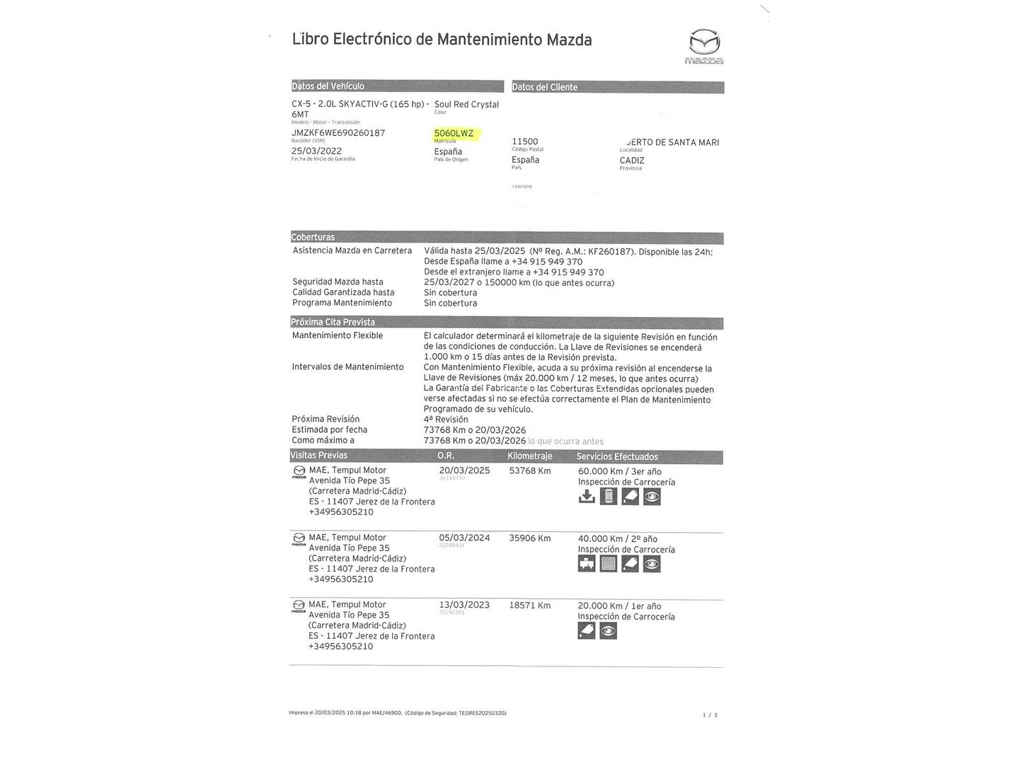 Foto Mazda CX-5 Mazda CX-5 2.0 GE Homura (165 CV)