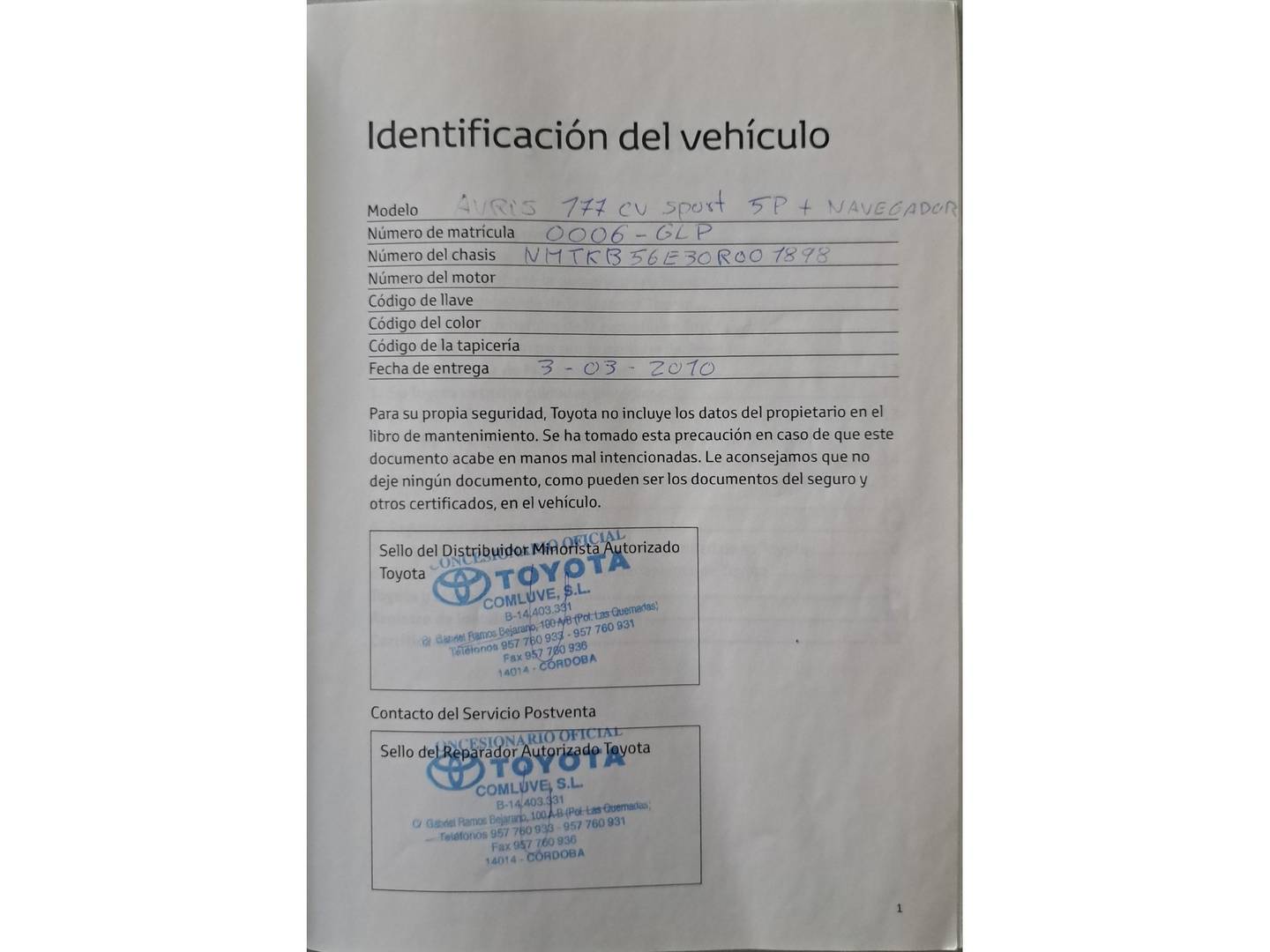 Foto del mantenimiento del Toyota Auris Toyota Auris 2.2 D-4D Sport (177 CV)