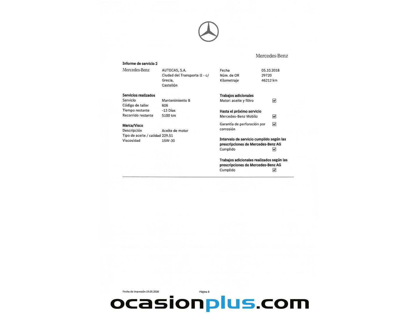 Foto del mantenimiento del Mercedes Clase C Mercedes Clase C C 200 d Avantgarde (136 CV)