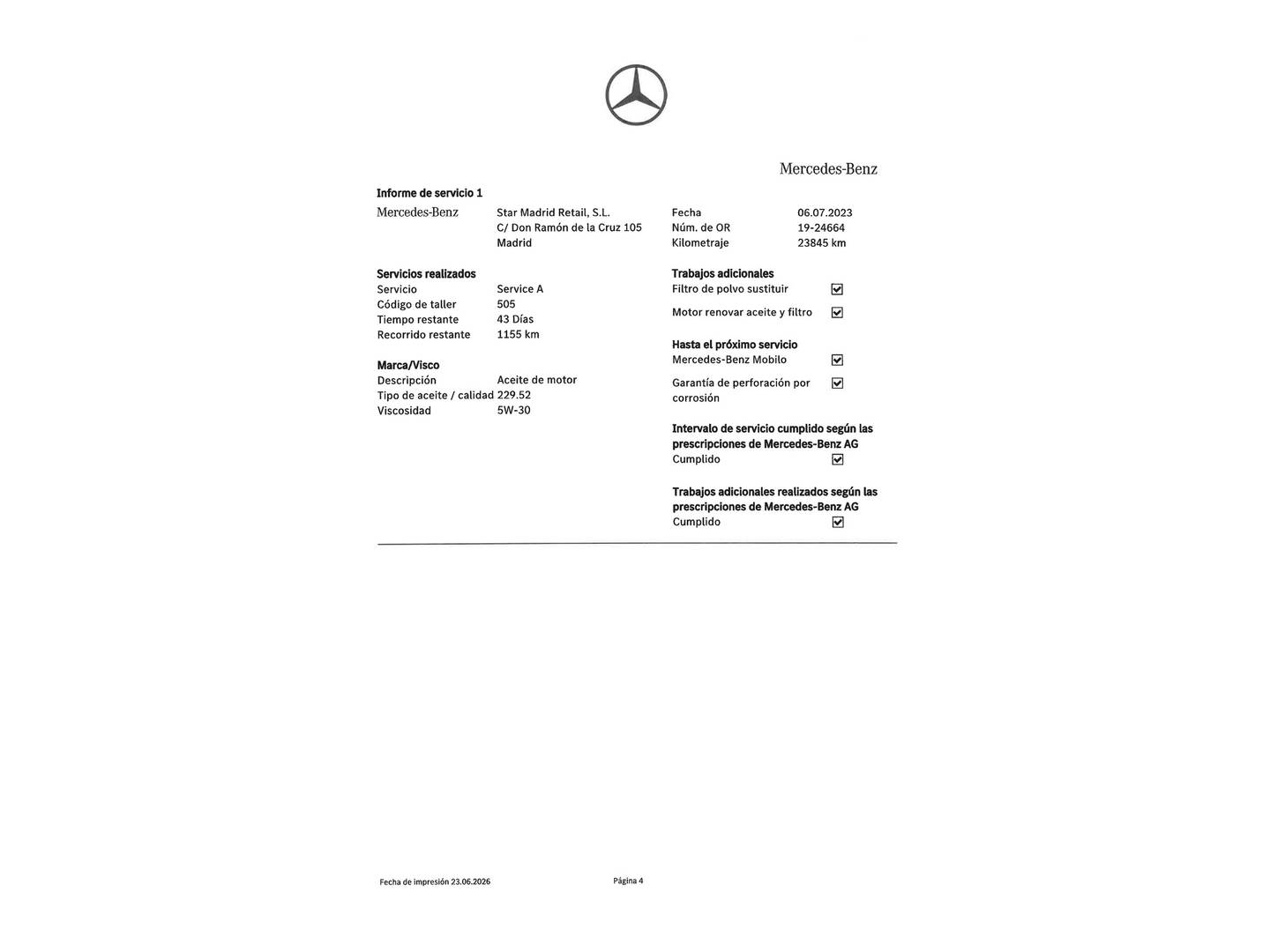 Foto del mantenimiento del Mercedes GLB Mercedes GLB 200 (163 CV)