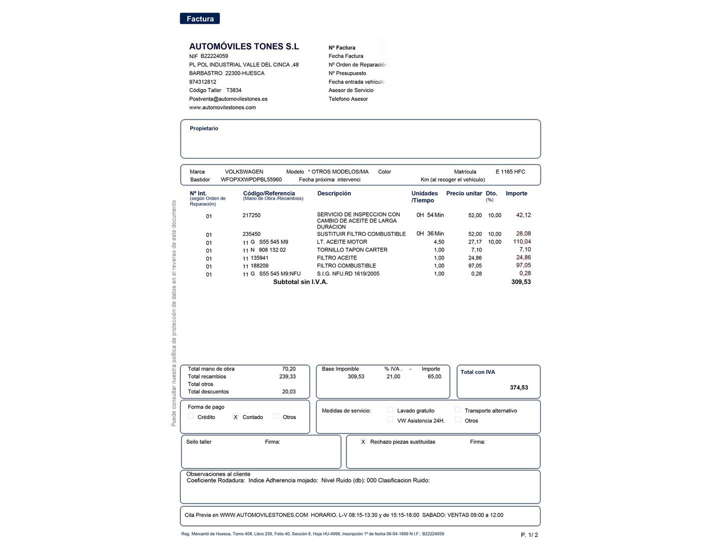 Foto del mantenimiento del Ford Focus Ford Focus 1.6 TDCI Trend  (109 CV)