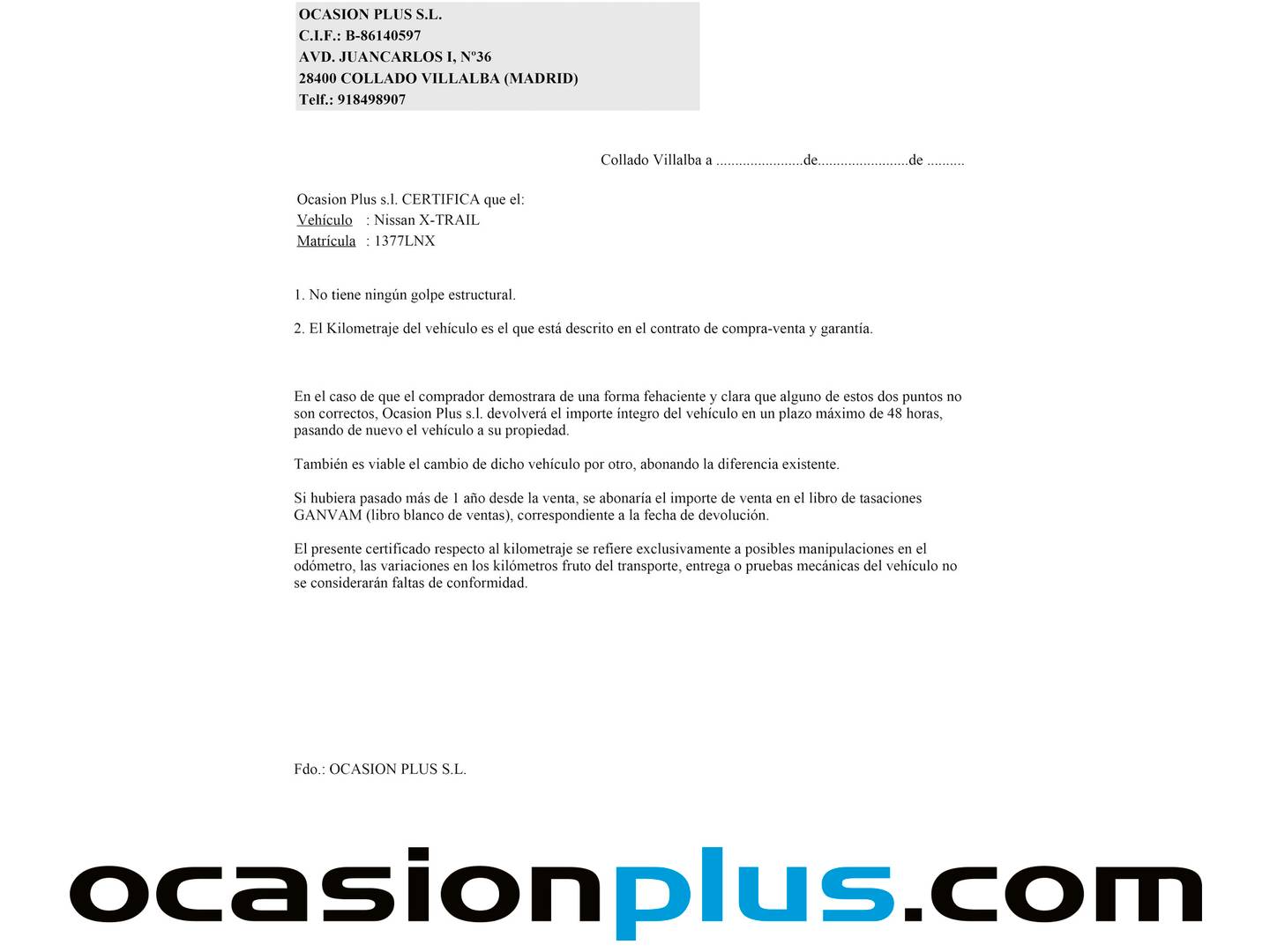 Foto del certificado del Nissan X-TRAIL Nissan X-Trail DIG-T 160 N-Desing DCT (160 CV)