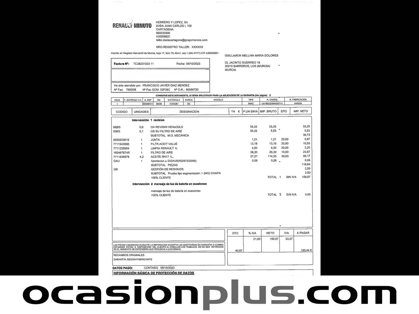 Foto del mantenimiento del Dacia Sandero Dacia Sandero Serie Limitada Xplore TCe (90 CV)