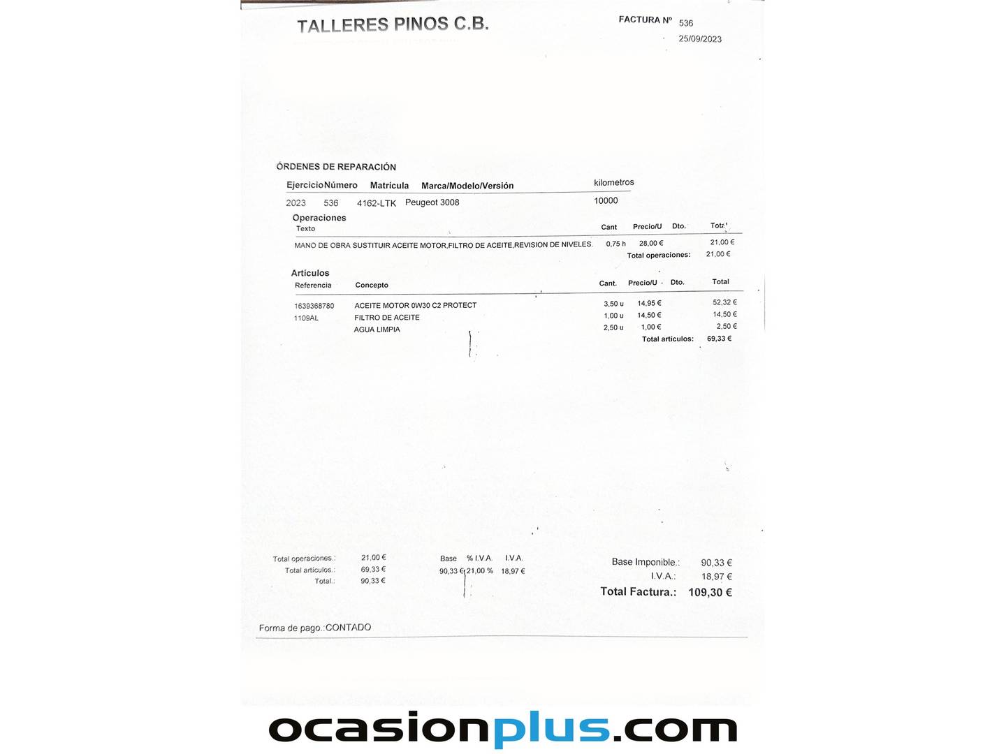 Foto del mantenimiento del Peugeot 3008 Peugeot 3008 PureTech 130 Allure EAT8 (130 CV)