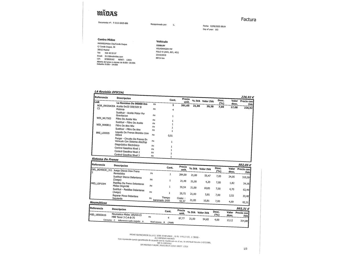 Foto del mantenimiento del Volkswagen Polo Volkswagen Polo Advance 1.0 TSI  (95 CV)