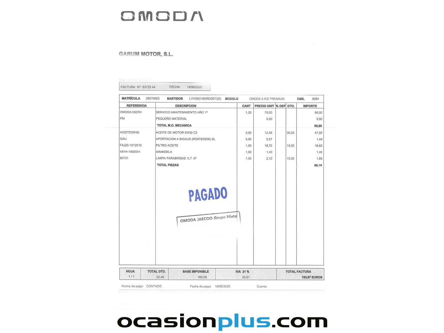 Foto del mantenimiento del OMODA 5 OMODA 5 1.6 T-GDI Premium DCT (185 CV)