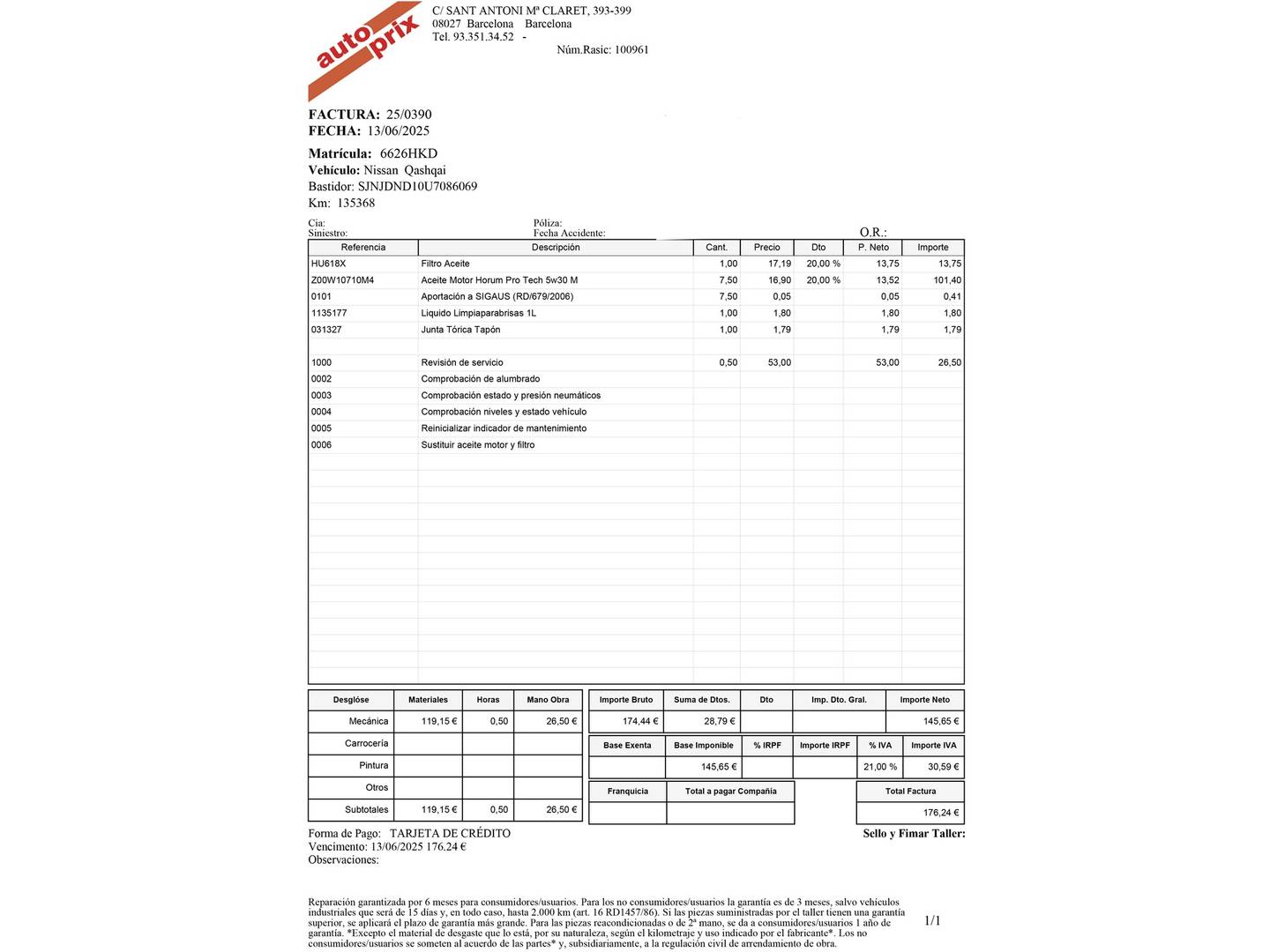 Foto del mantenimiento del Nissan QASHQAI+2 Nissan Qashqai+2 2 2.0 dCi Tekna Premium 4x4 A/T 7 Plazas (150 CV)