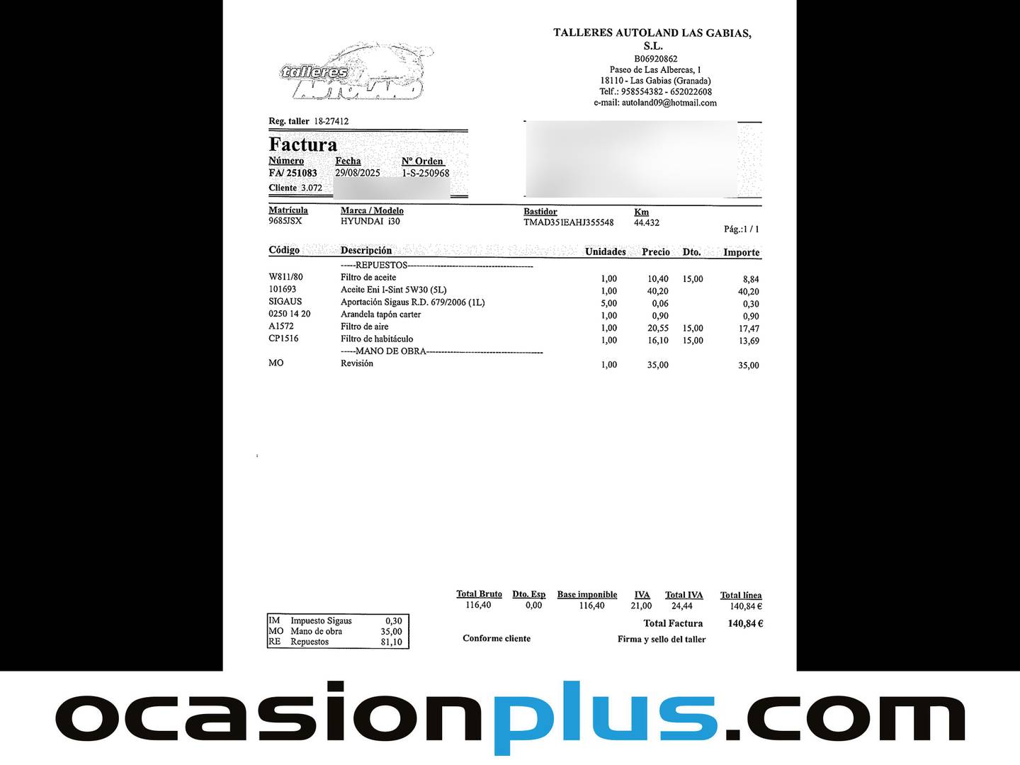 Foto del mantenimiento del Hyundai i30 Hyundai i30 1.6 TGDI Turbo Sky Nav  (186 CV)