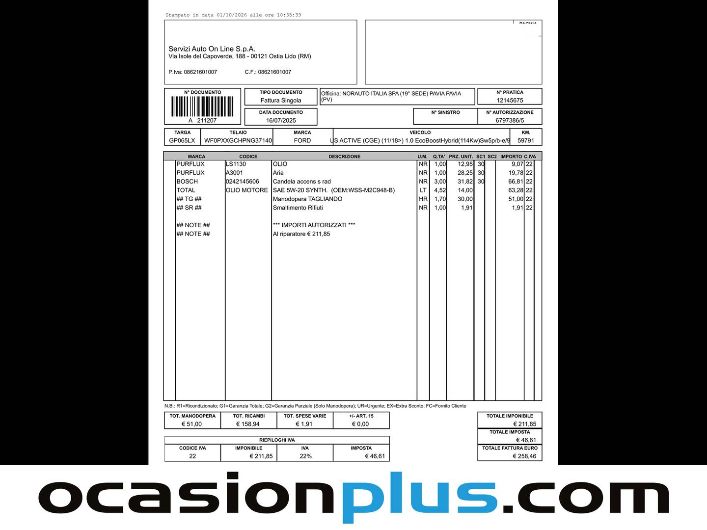 Foto del mantenimiento del Ford Focus Ford Focus SportBreak 1.0 Ecoboost MHEV ST-Line Auto (155 CV)