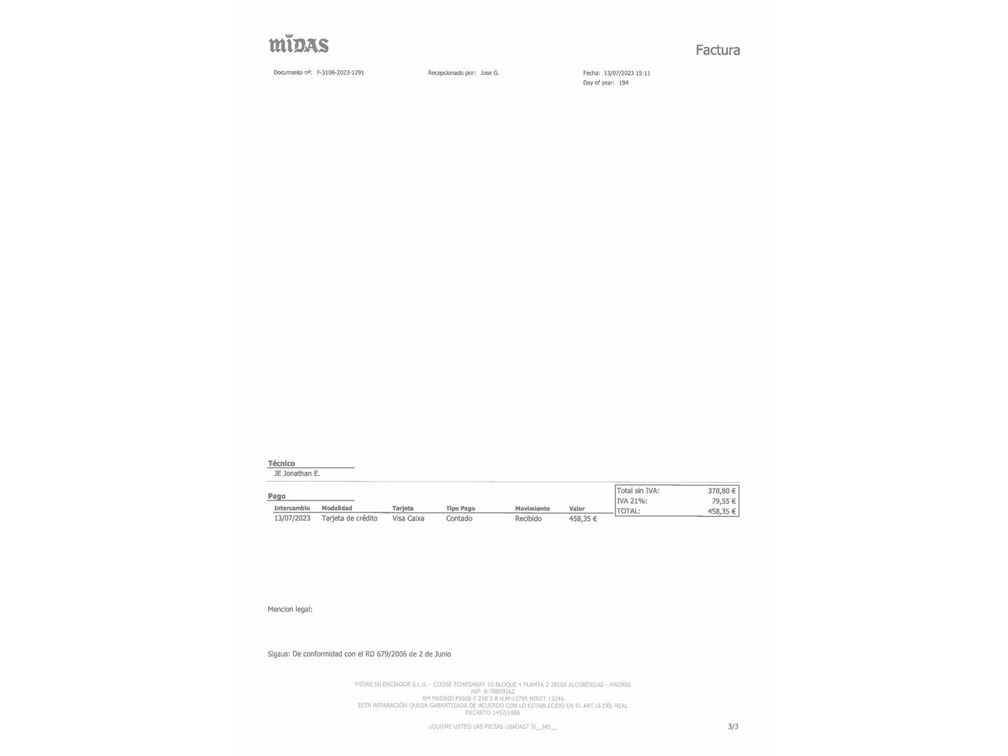 Foto del certificado del Volvo XC90 Volvo XC90 T5 Momentum AWD Auto (254 CV) 7 Plazas