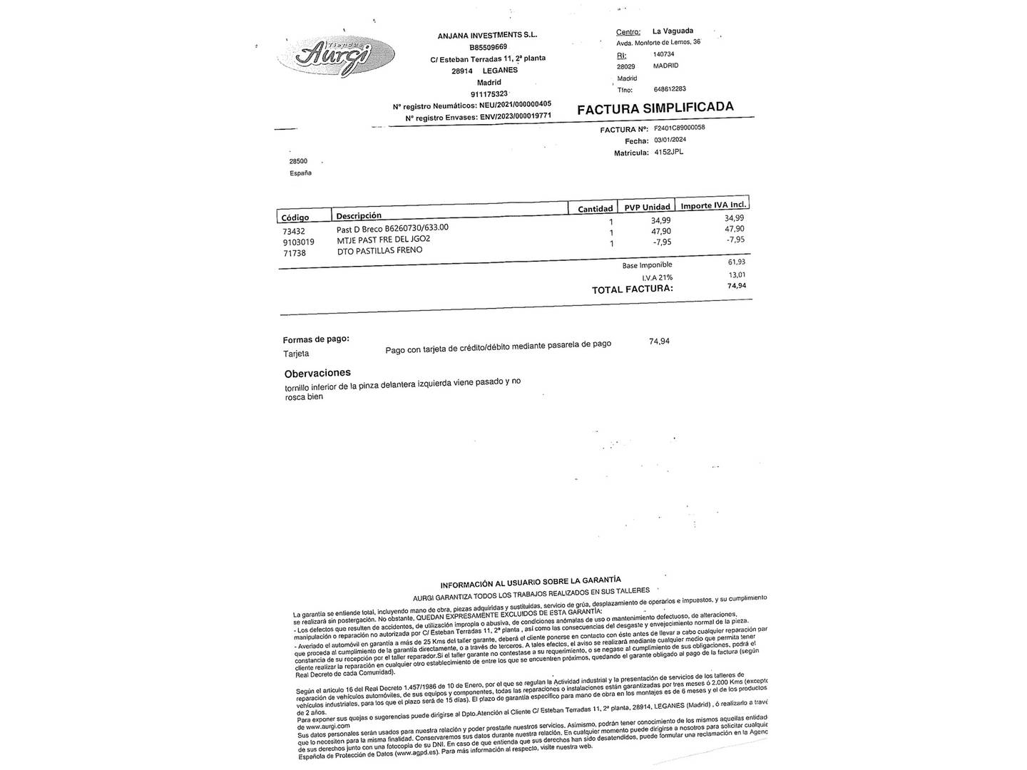 Foto del mantenimiento del Volkswagen Polo Volkswagen Polo A-Polo 1.0 BMT (75 CV)