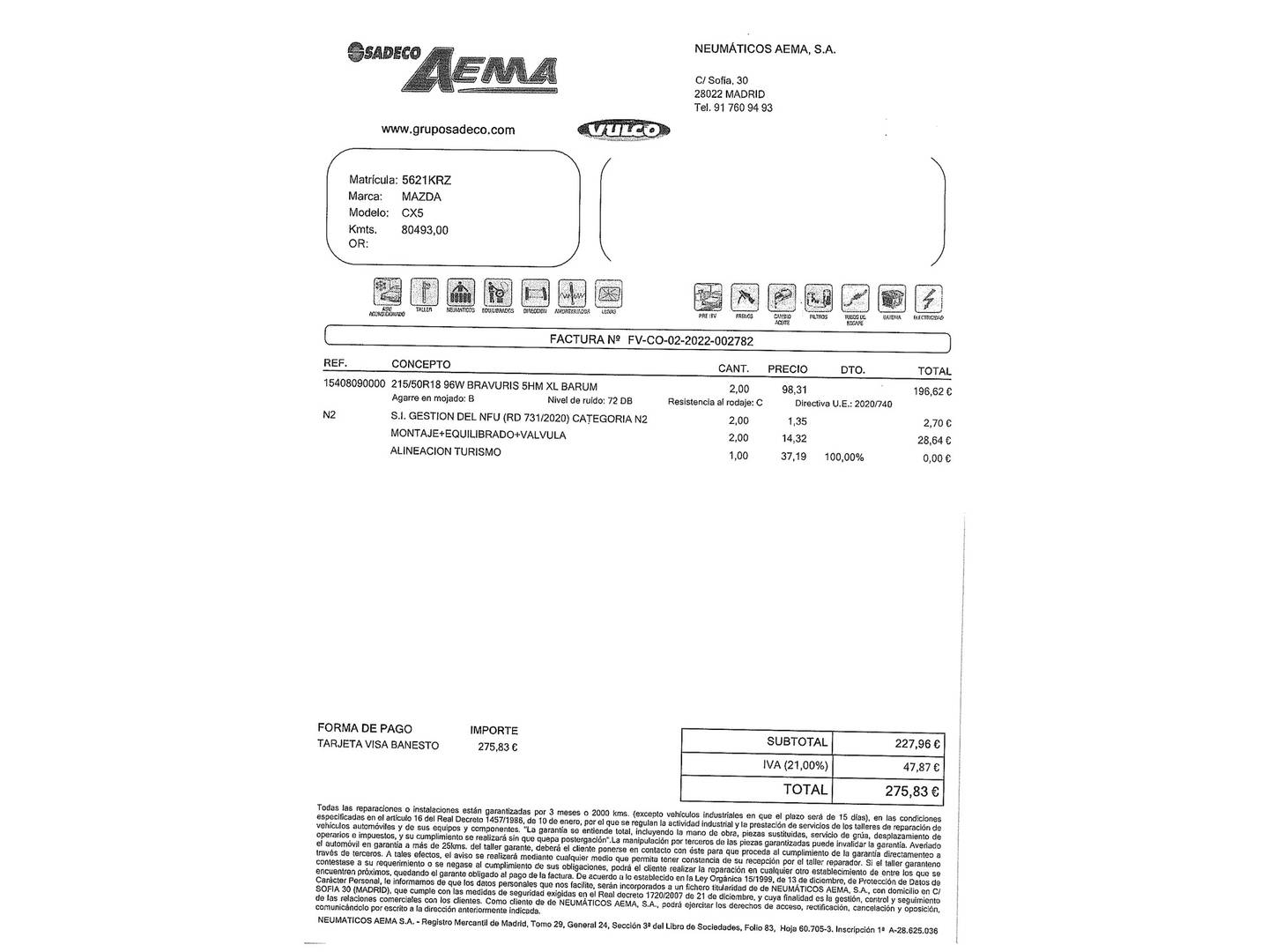 Foto del mantenimiento del Mazda CX-3 Mazda CX-3 2.0 G Zenith 2WD AT (121 CV)