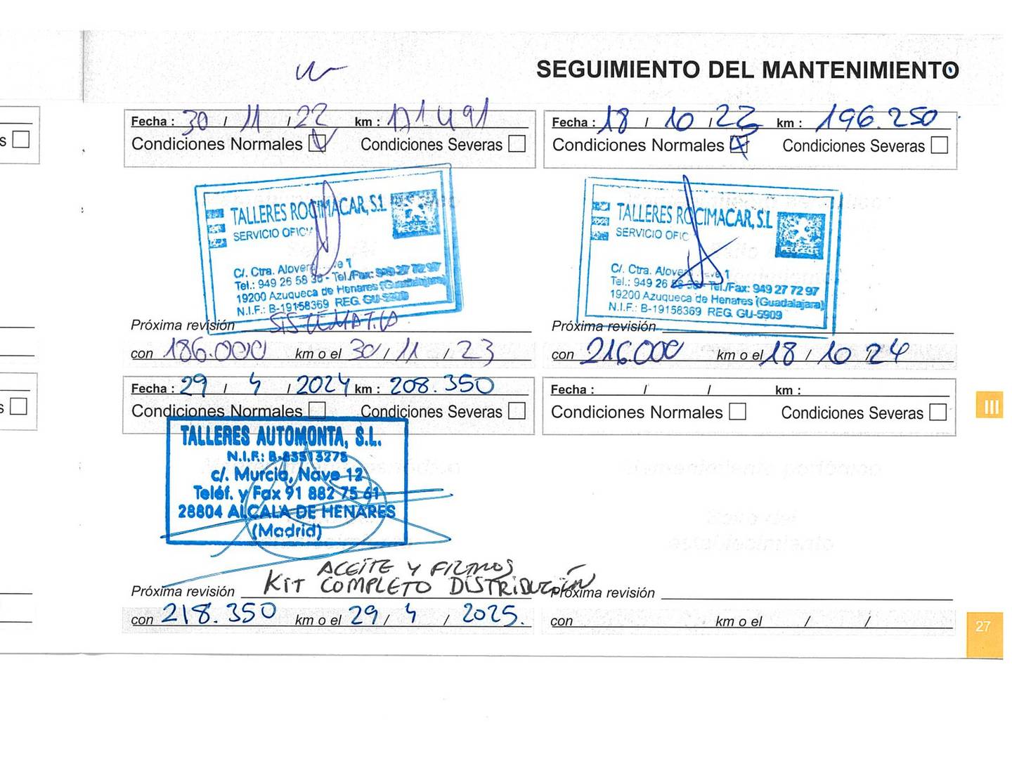 Foto del mantenimiento del Peugeot 308 Peugeot 308 PureTech 110 S&S Style (110 CV)