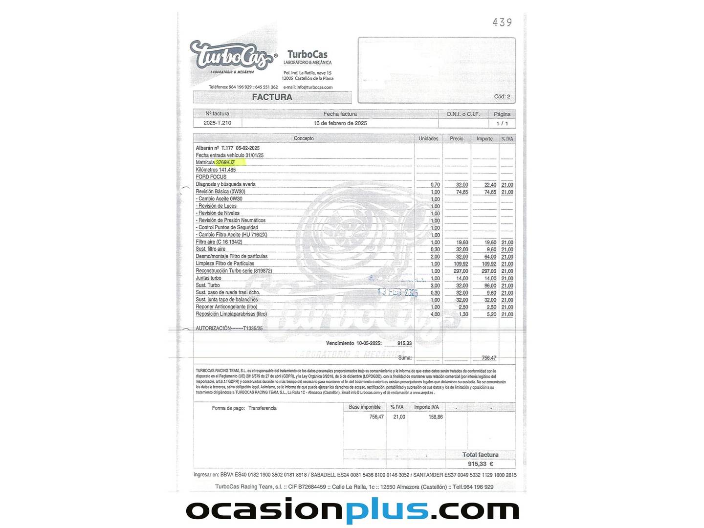 Foto del mantenimiento del Ford C-Max Ford C-Max 1.5 TDCI Titanium (120 CV)