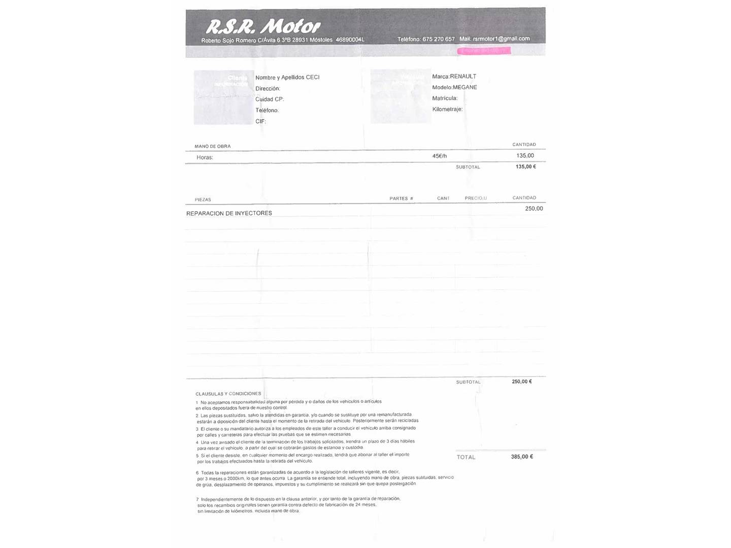 Foto del mantenimiento del Renault Mégane Renault Megane Emotion dCi (110 CV)