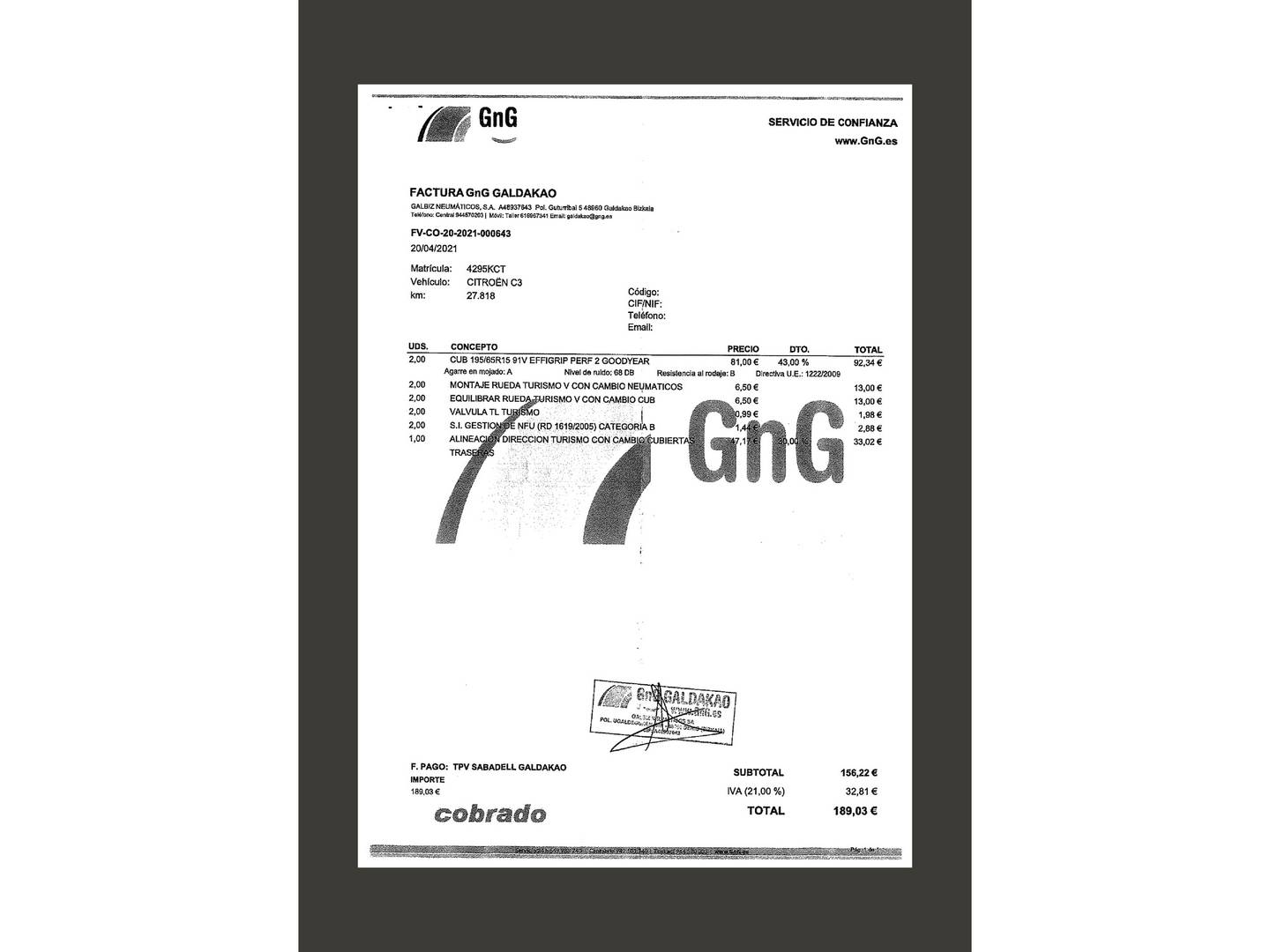 Foto del mantenimiento del Citroën C3 Citroen C3 PureTech 68 Feel  (68 CV)