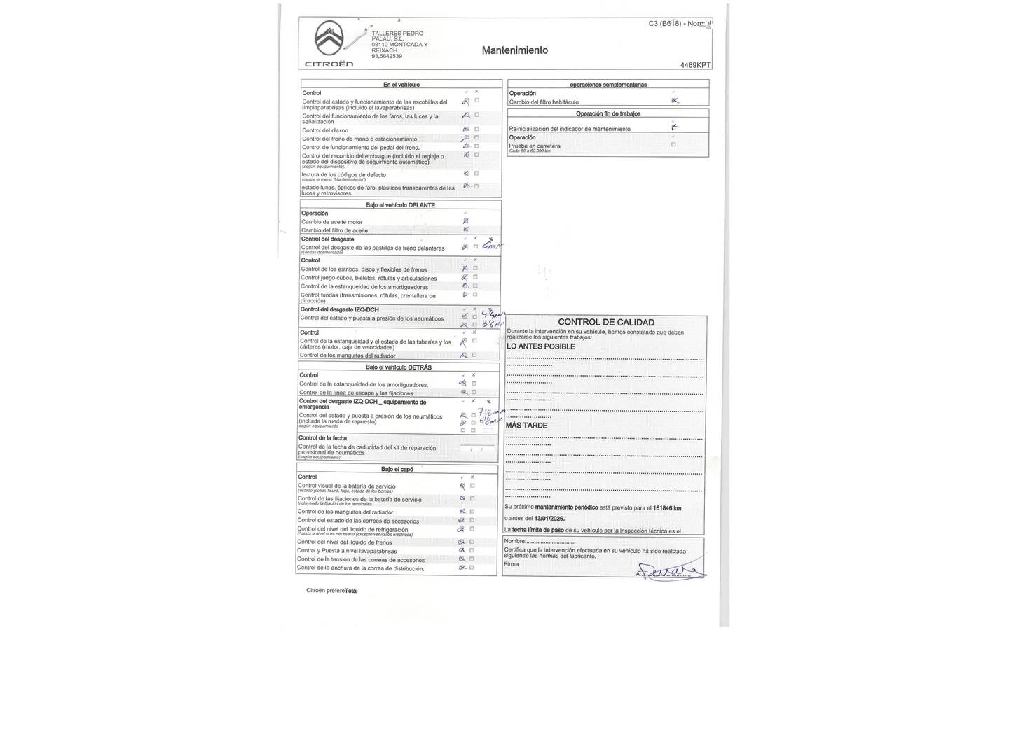 Foto del mantenimiento del Citroën C3 Citroën C3 PureTech 82 Feel (83 CV)