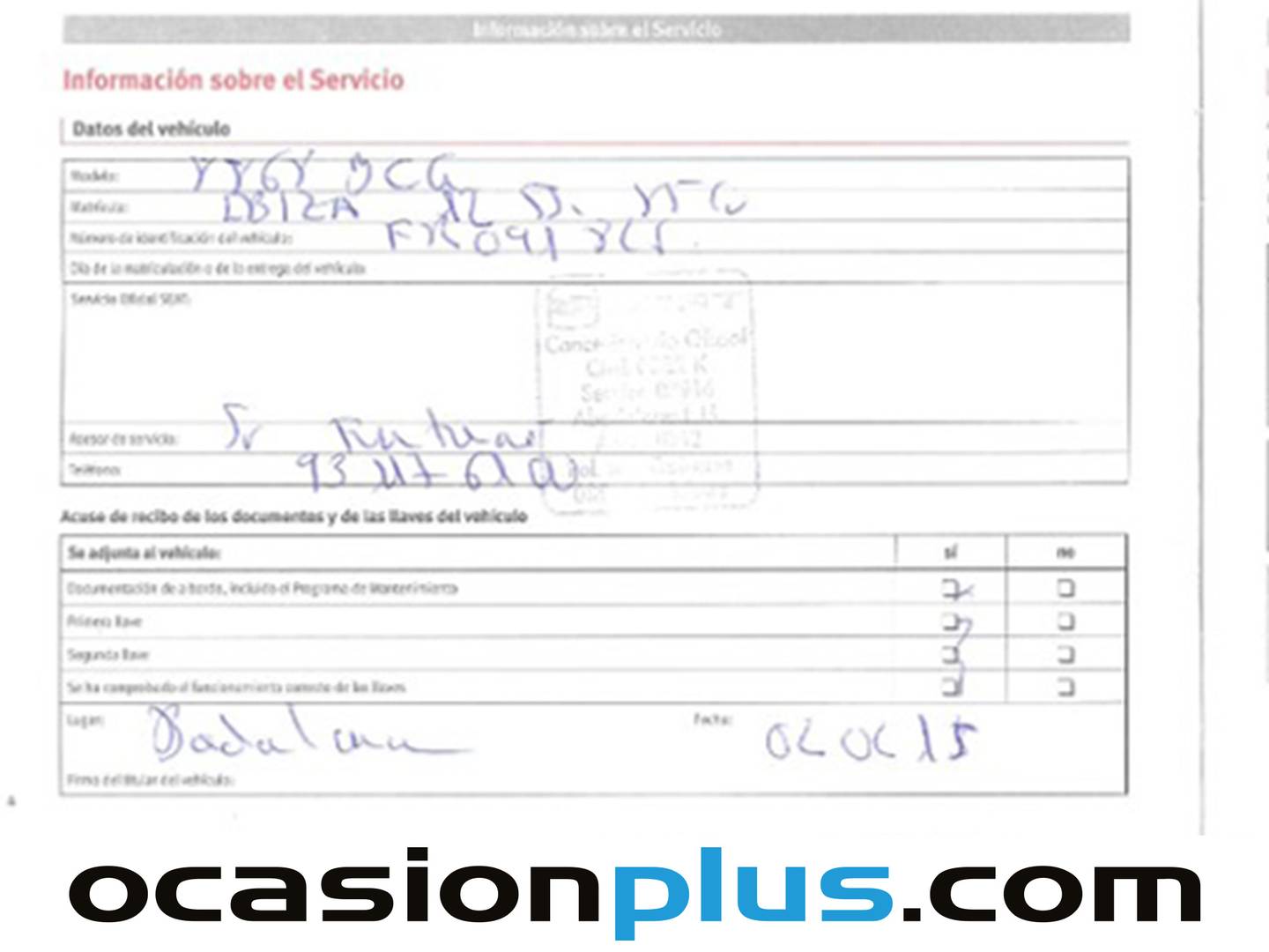 Foto del mantenimiento del Seat Ibiza Seat Ibiza 1.2 TSI Reference (85 CV)